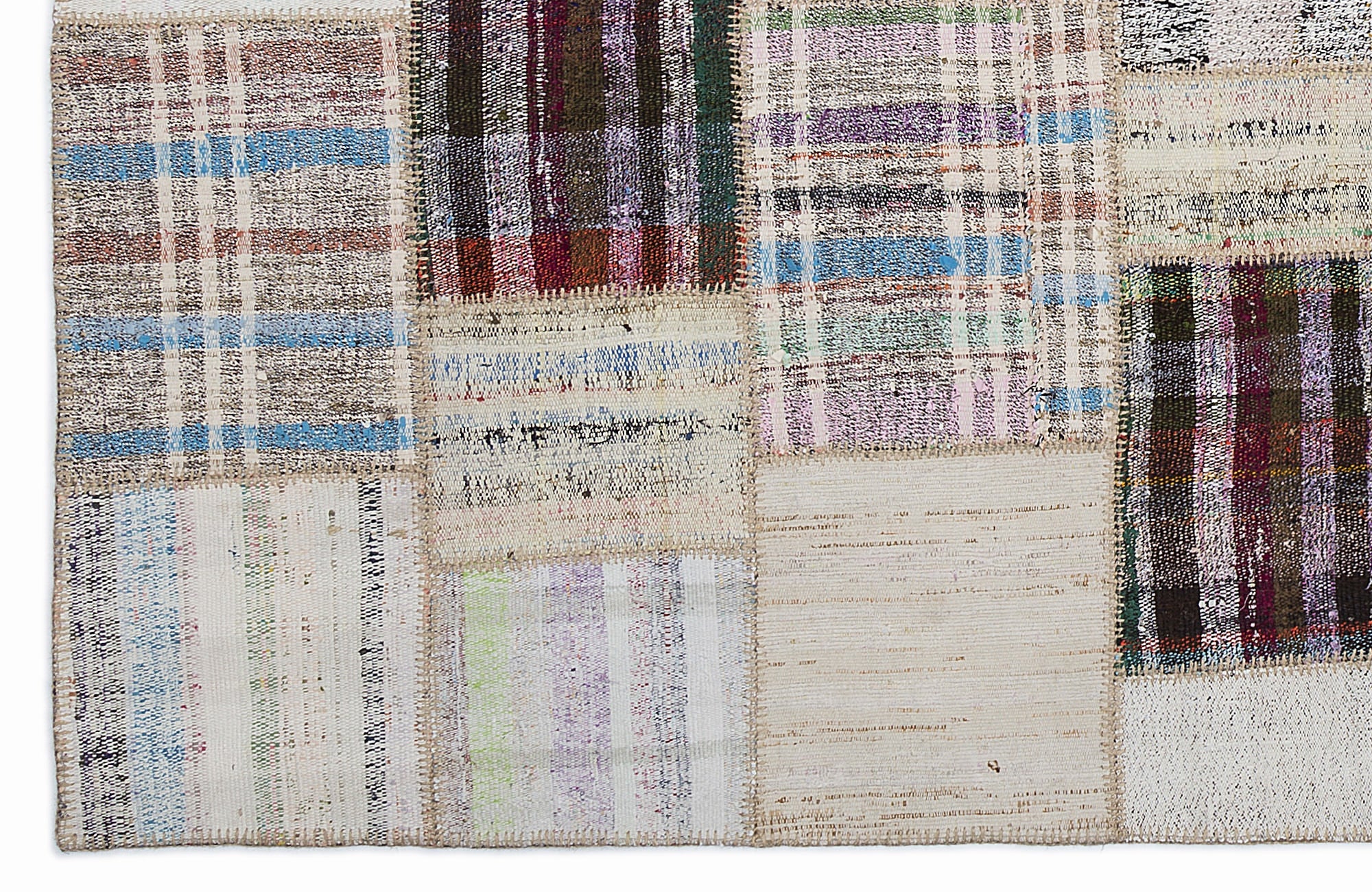 Teselya 1260 Beige Striped Wool Handmade Area Rug 5'3" x 7'7"