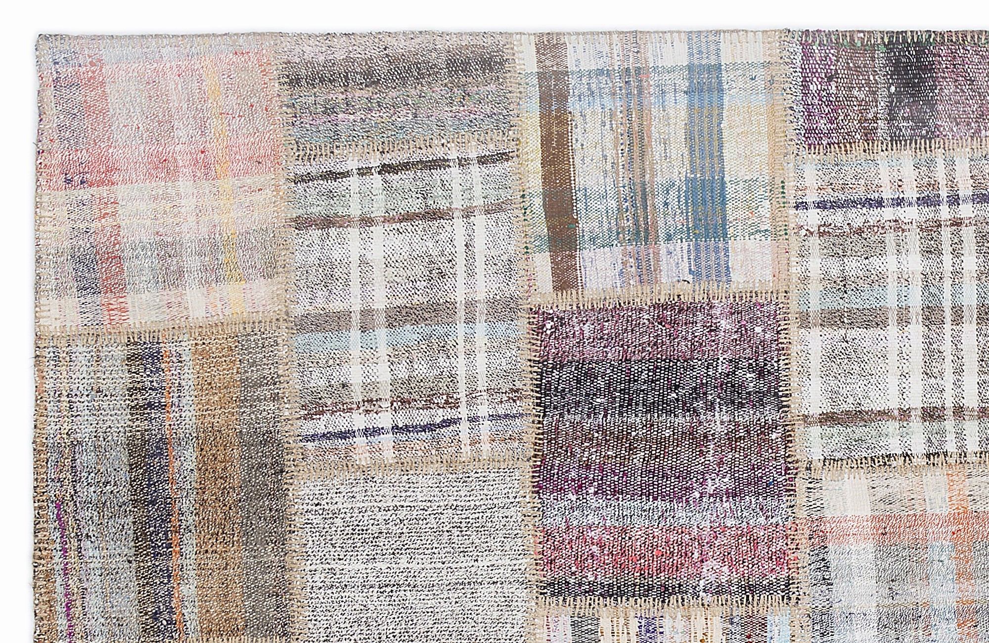 Teselya 1264 Beige Striped Wool Handmade Area Rug 5'3" x 7'7"