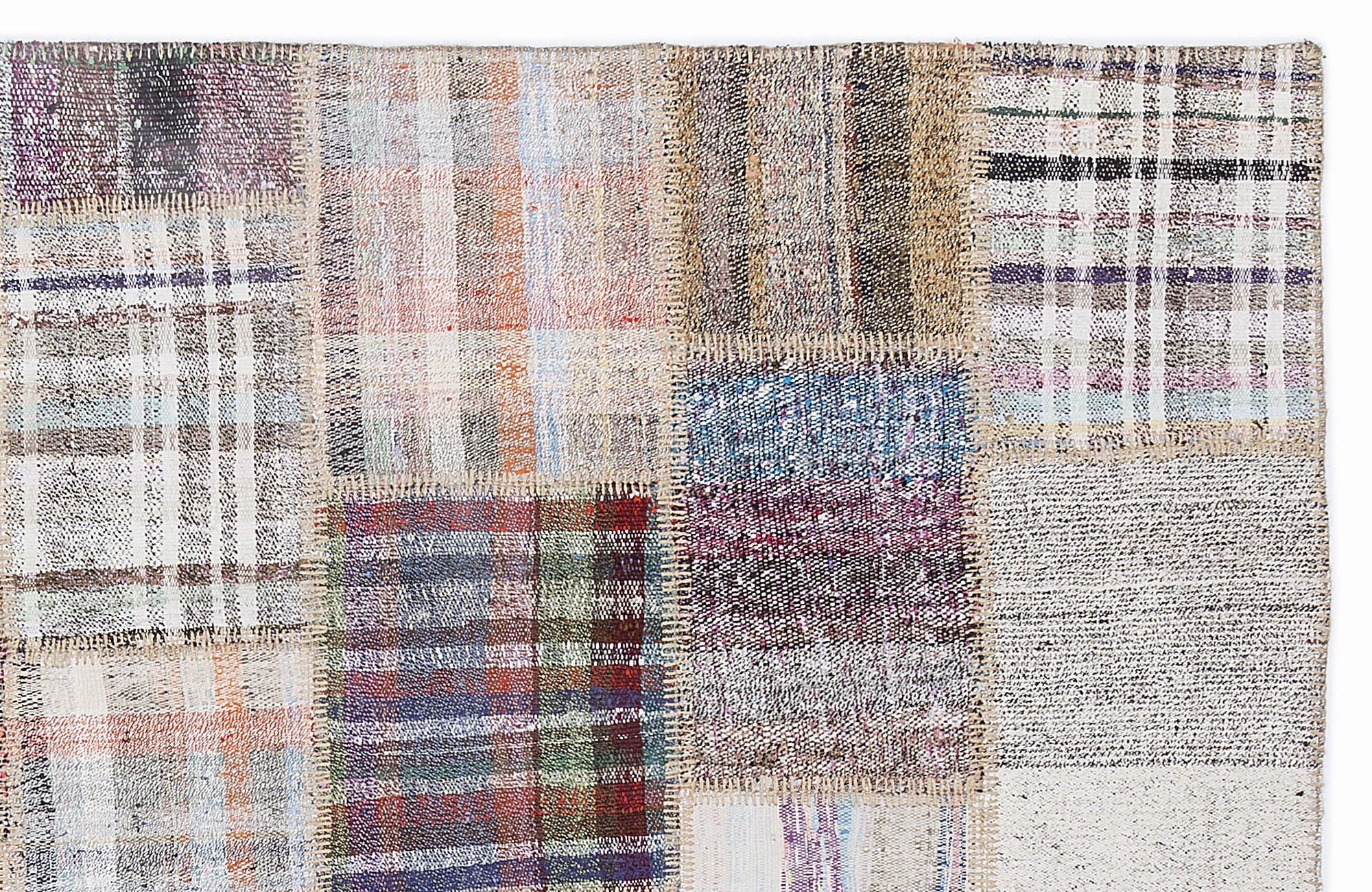 Teselya 1264 Beige Striped Wool Handmade Area Rug 5'3" x 7'7"