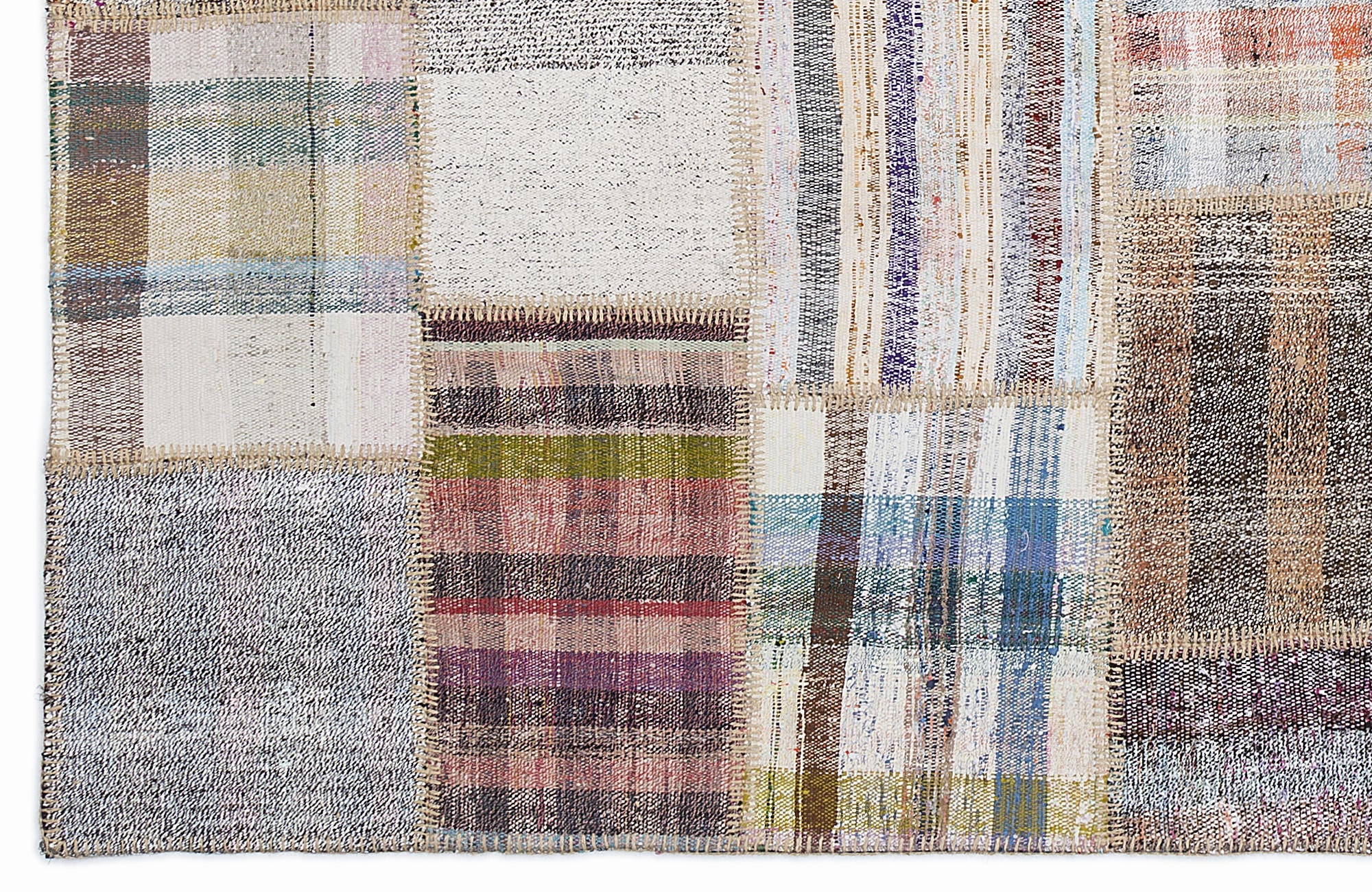 Teselya 1264 Beige Striped Wool Handmade Area Rug 5'3" x 7'7"