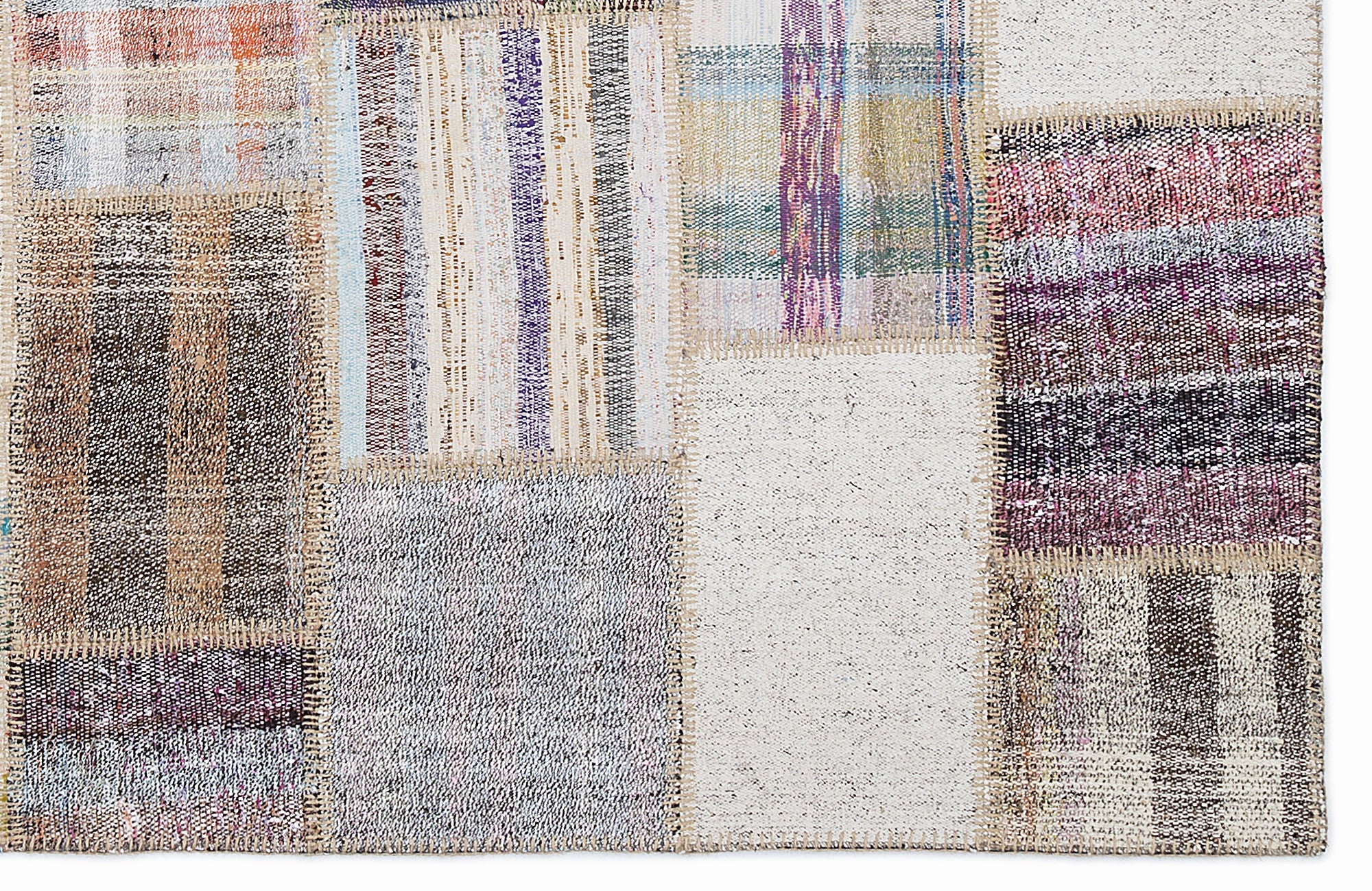 Teselya 1264 Beige Striped Wool Handmade Area Rug 5'3" x 7'7"