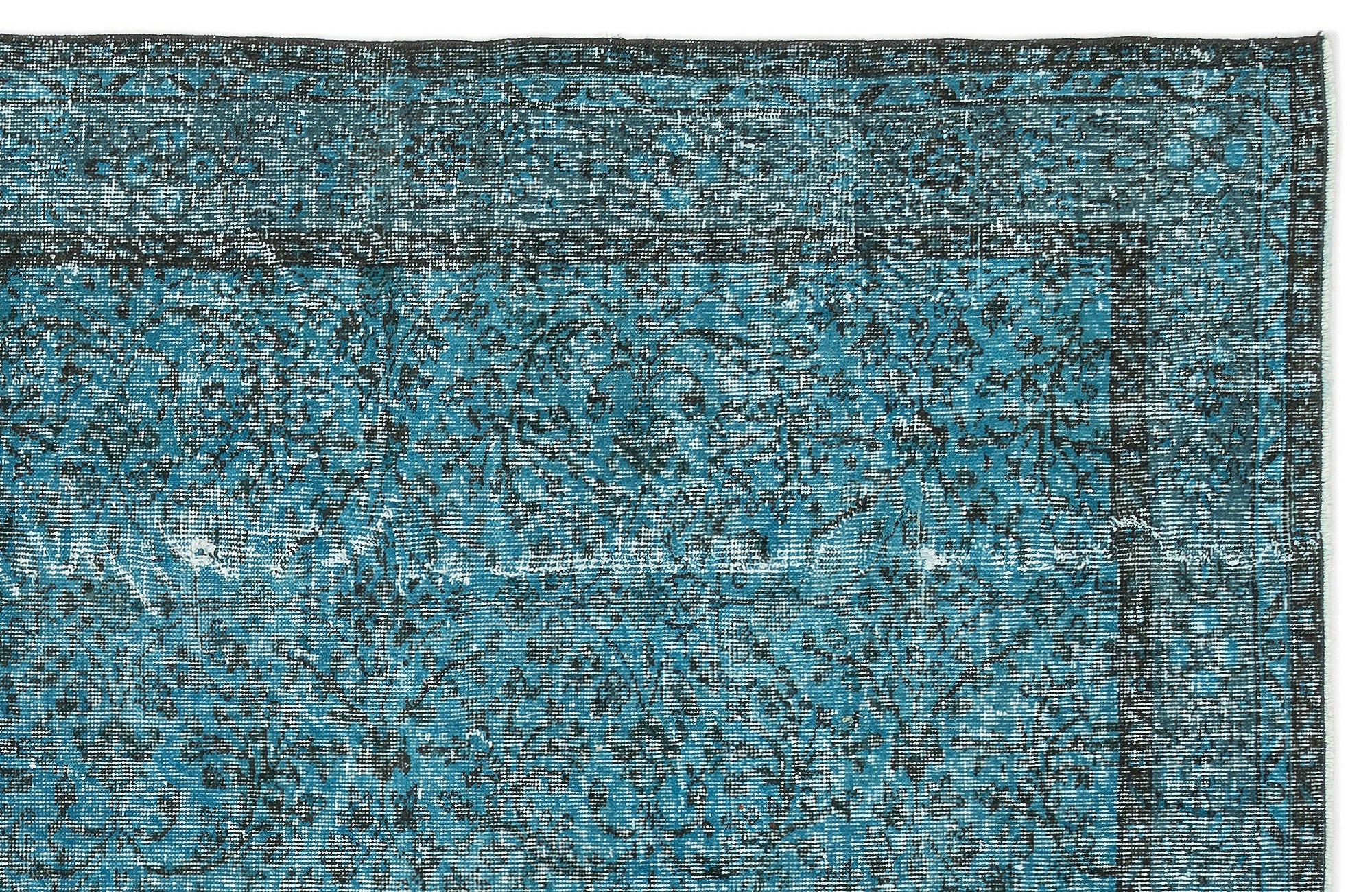 Atina Turquoise Vintage Wool Handmade Area Rug 6'1" x 9'7"