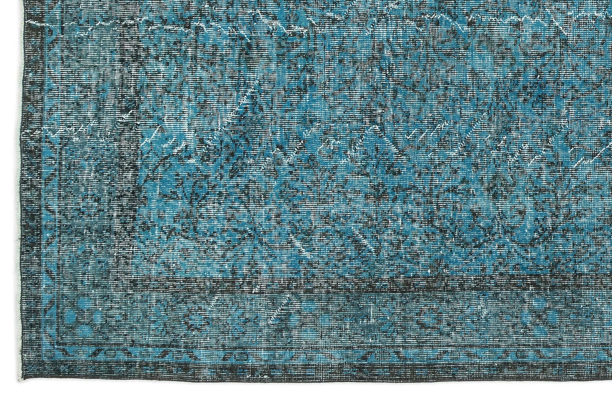 Atina Turquoise Vintage Wool Handmade Area Rug 6'1" x 9'7"