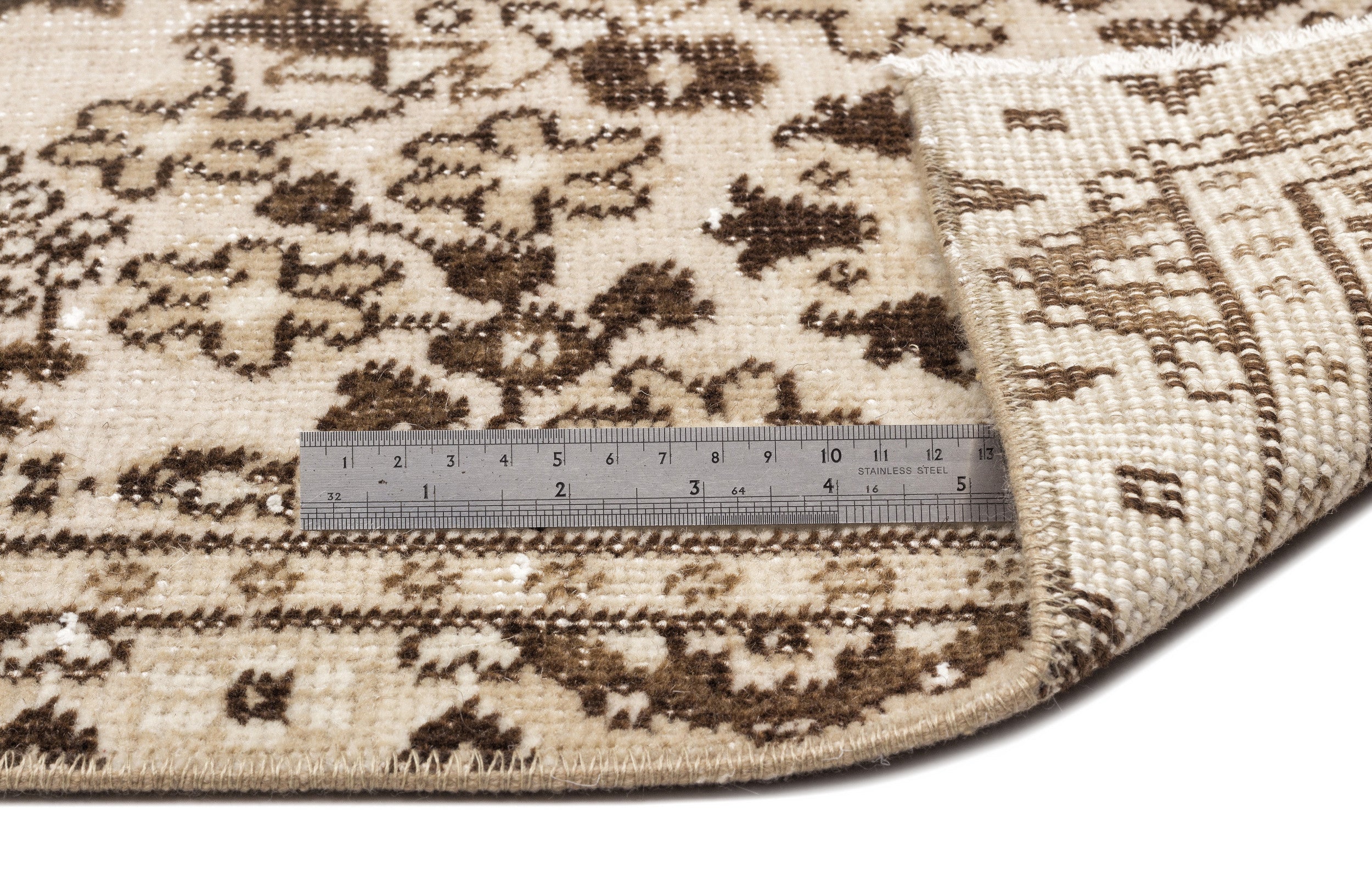 Atina Beige Vintage Wool Handmade Area Rug 5'7" x 9'9"