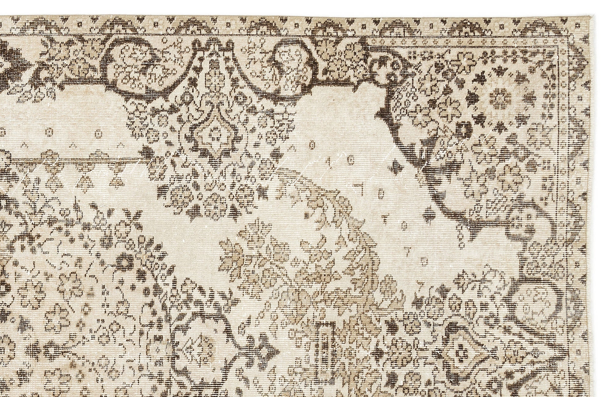 Atina Beige Vintage Wool Handmade Area Rug 5'7" x 9'9"