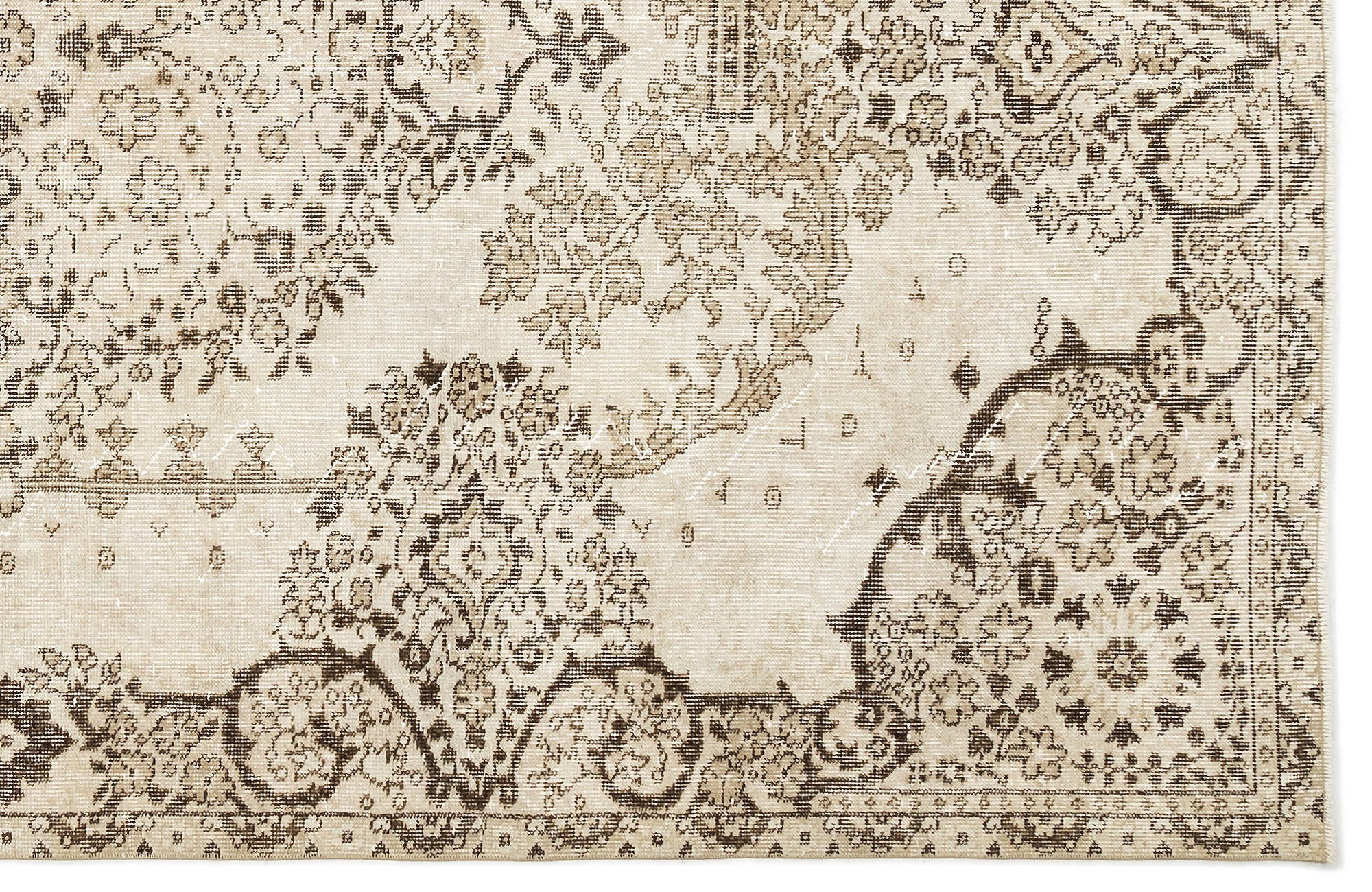 Atina Beige Vintage Wool Handmade Area Rug 5'7" x 9'9"