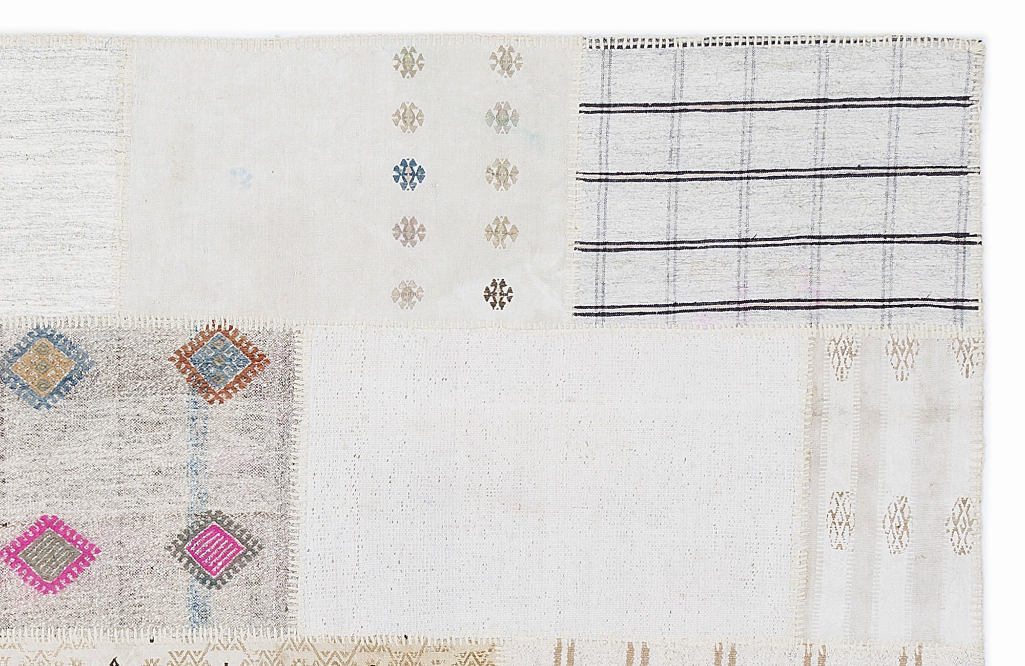Teselya 1268 Beige Striped Wool Handmade Area Rug 5'3" x 7'7"