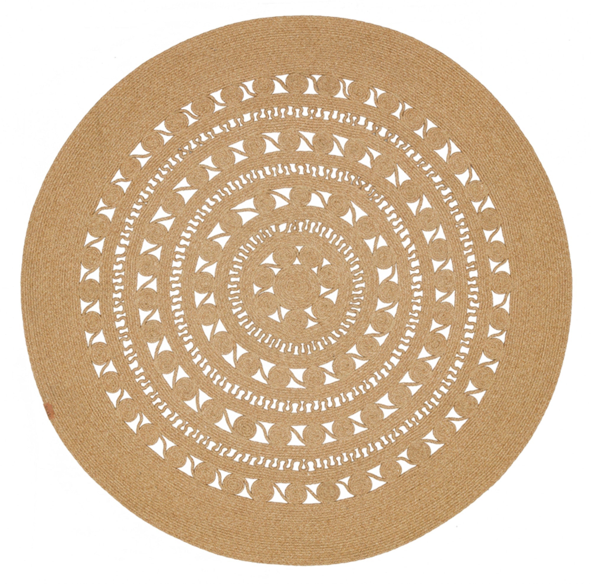 Jute Handmade Rug – Beige Geometric Cotton Yarn Non Shedding Floor Mat