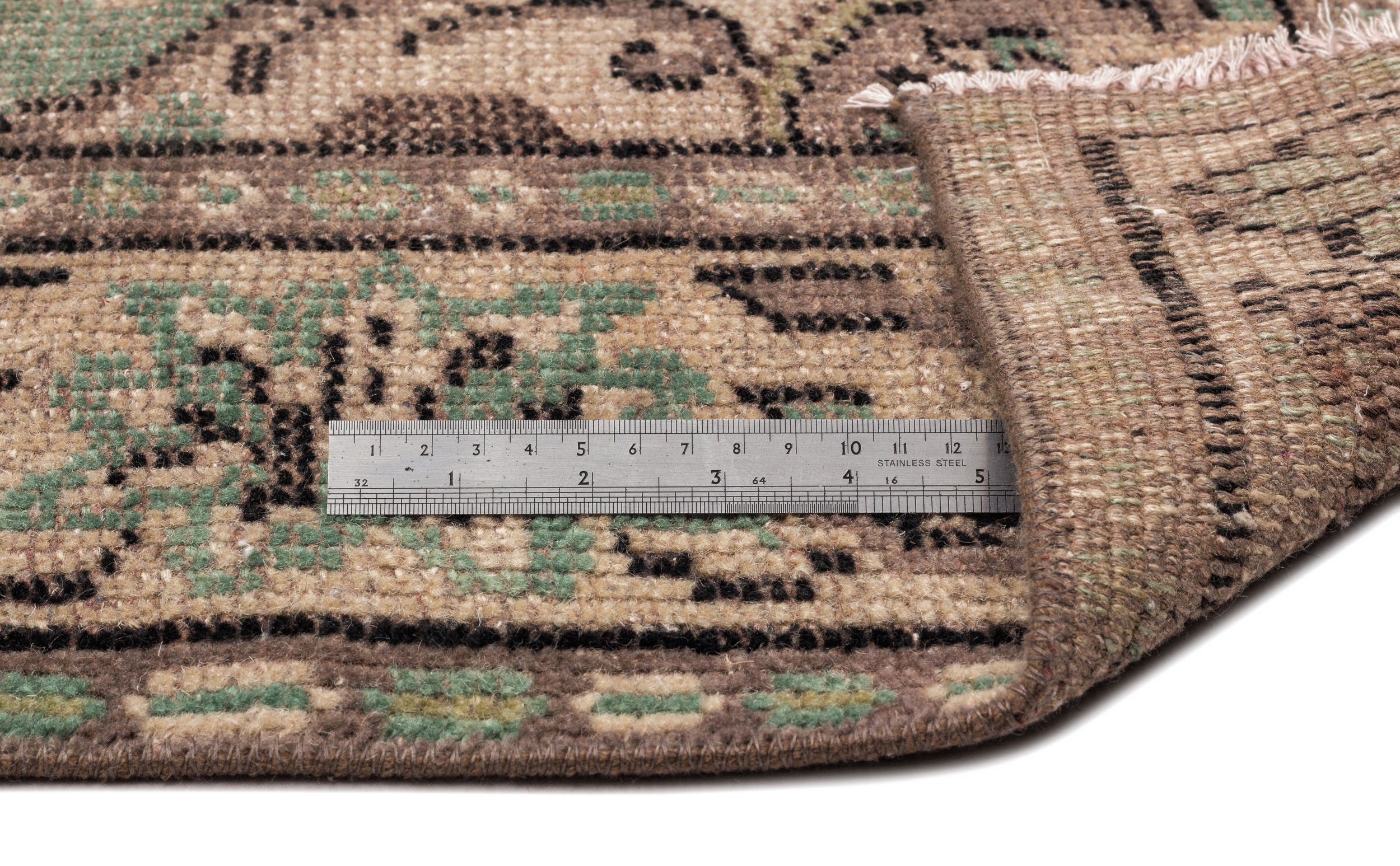 Atina Brown Vintage Wool Handmade Area Rug 6'0" x 10'0"
