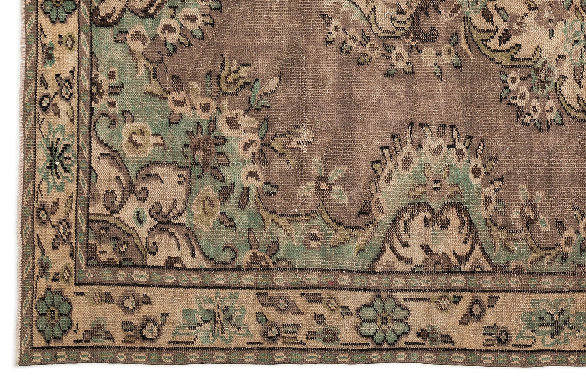 Atina Brown Vintage Wool Handmade Area Rug 6'0" x 10'0"