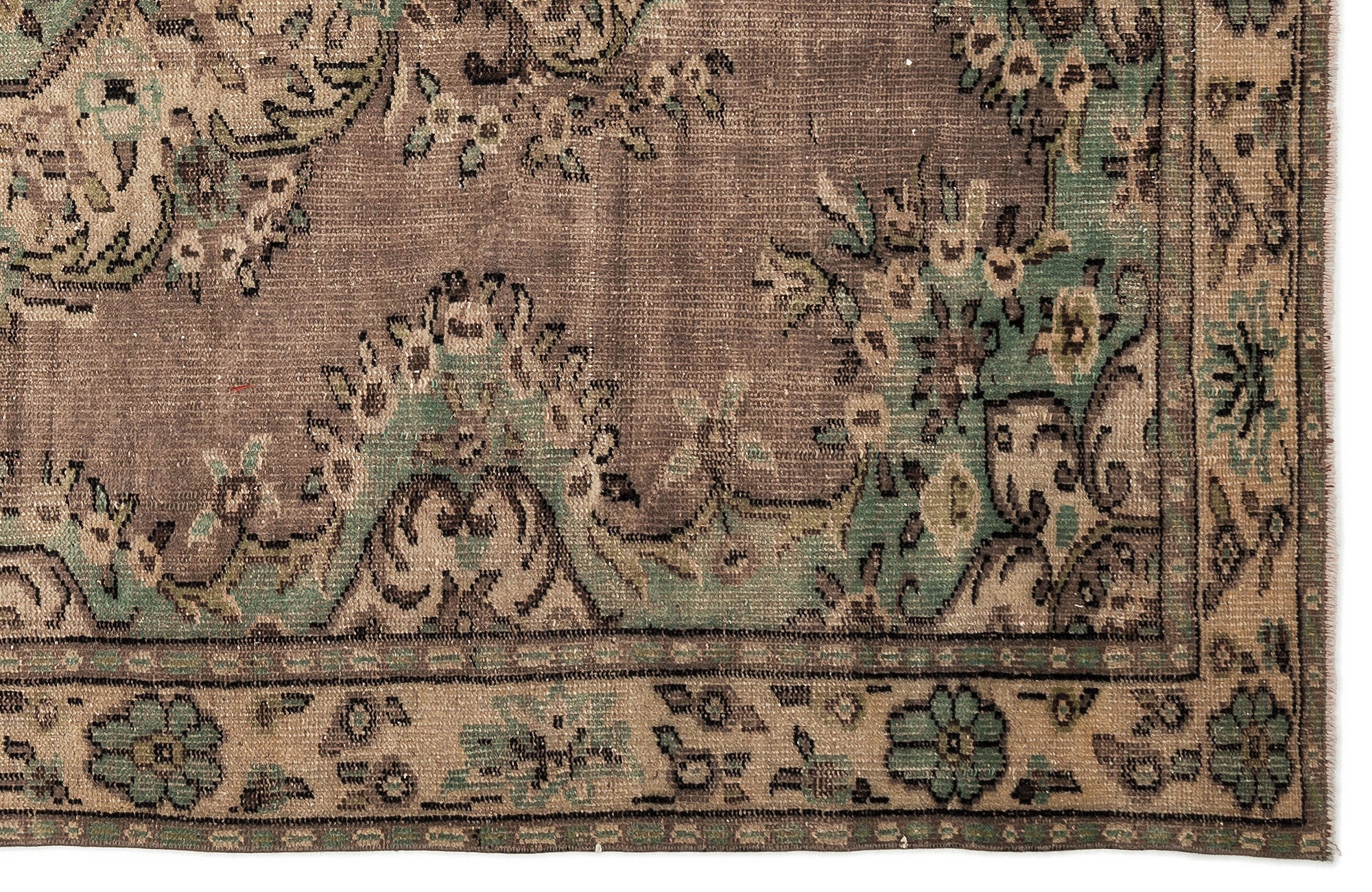 Atina Brown Vintage Wool Handmade Area Rug 6'0" x 10'0"