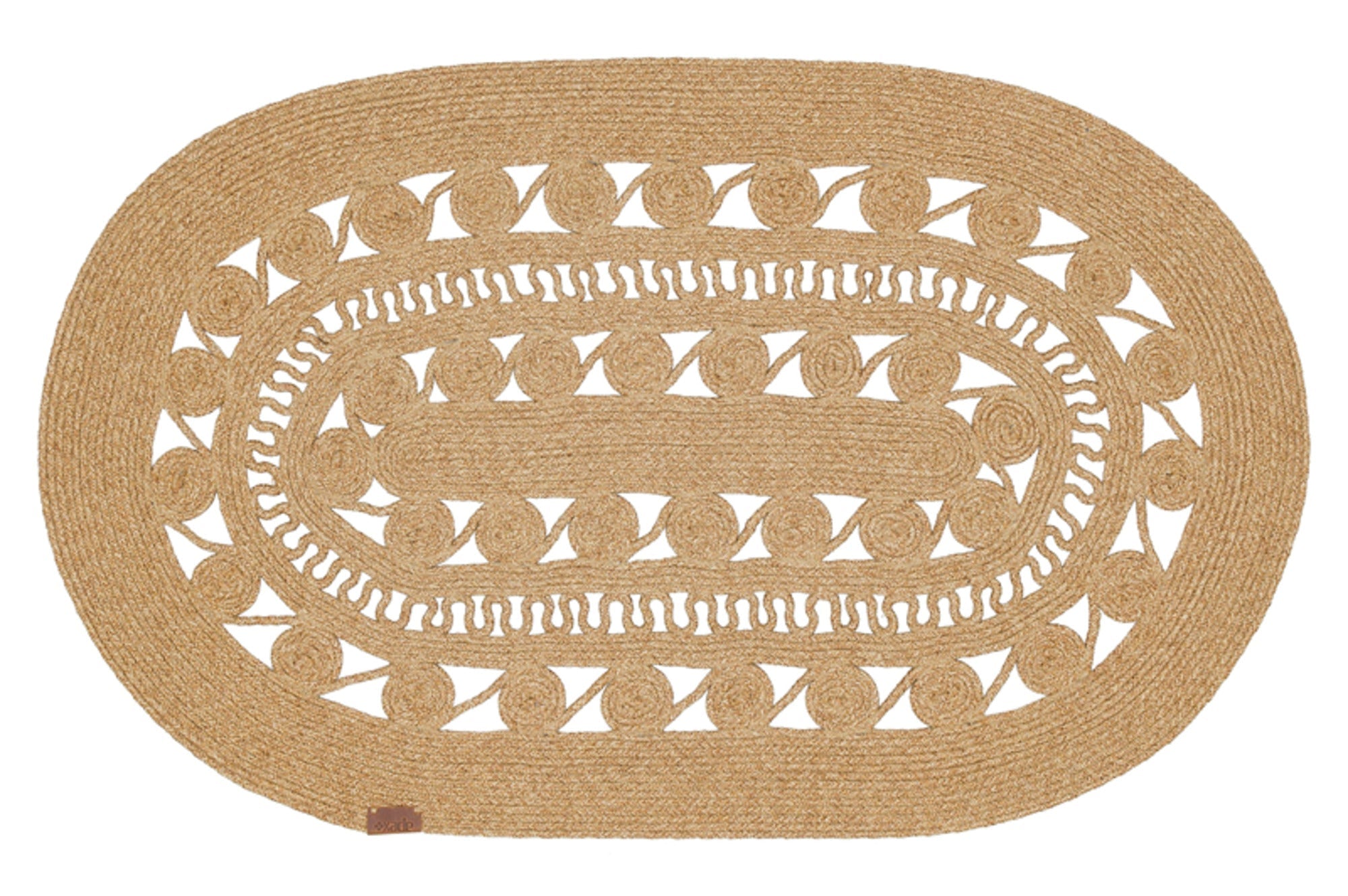 Jute Handmade Rug – Beige Geometric Cotton Yarn Non Shedding Floor Mat