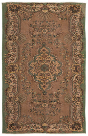 Atina Brown Vintage Wool Handmade Area Rug 5'7" x 8'10"