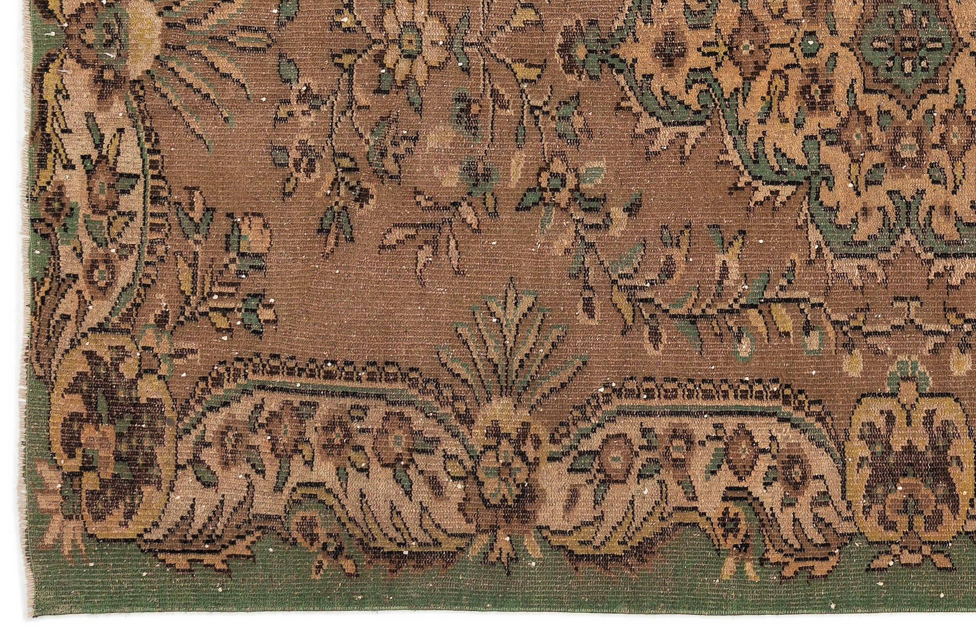 Atina Brown Vintage Wool Handmade Area Rug 5'7" x 8'10"