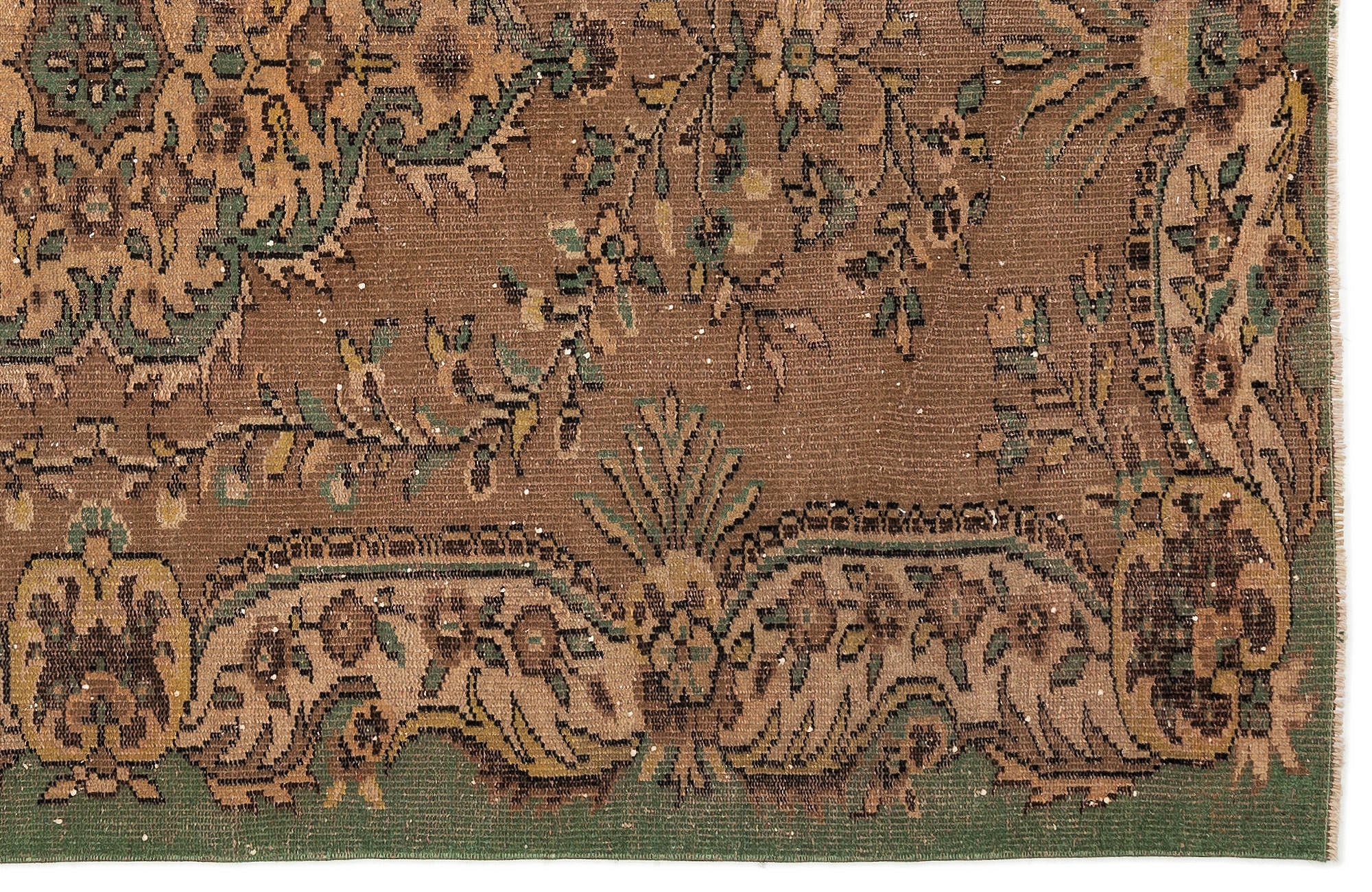 Atina Brown Vintage Wool Handmade Area Rug 5'7" x 8'10"