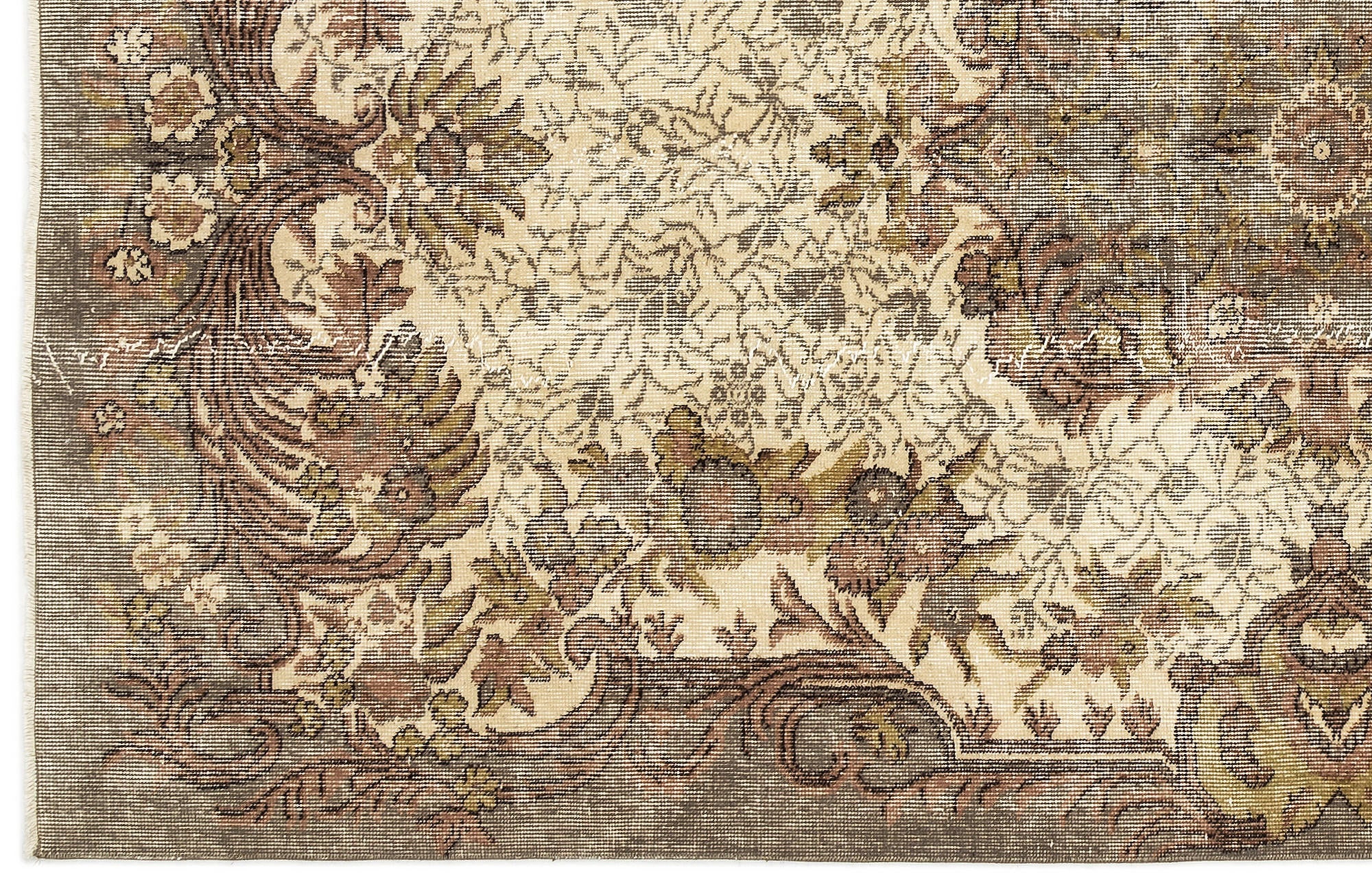 Atina Beige Vintage Wool Handmade Area Rug 5'2" x 8'9"