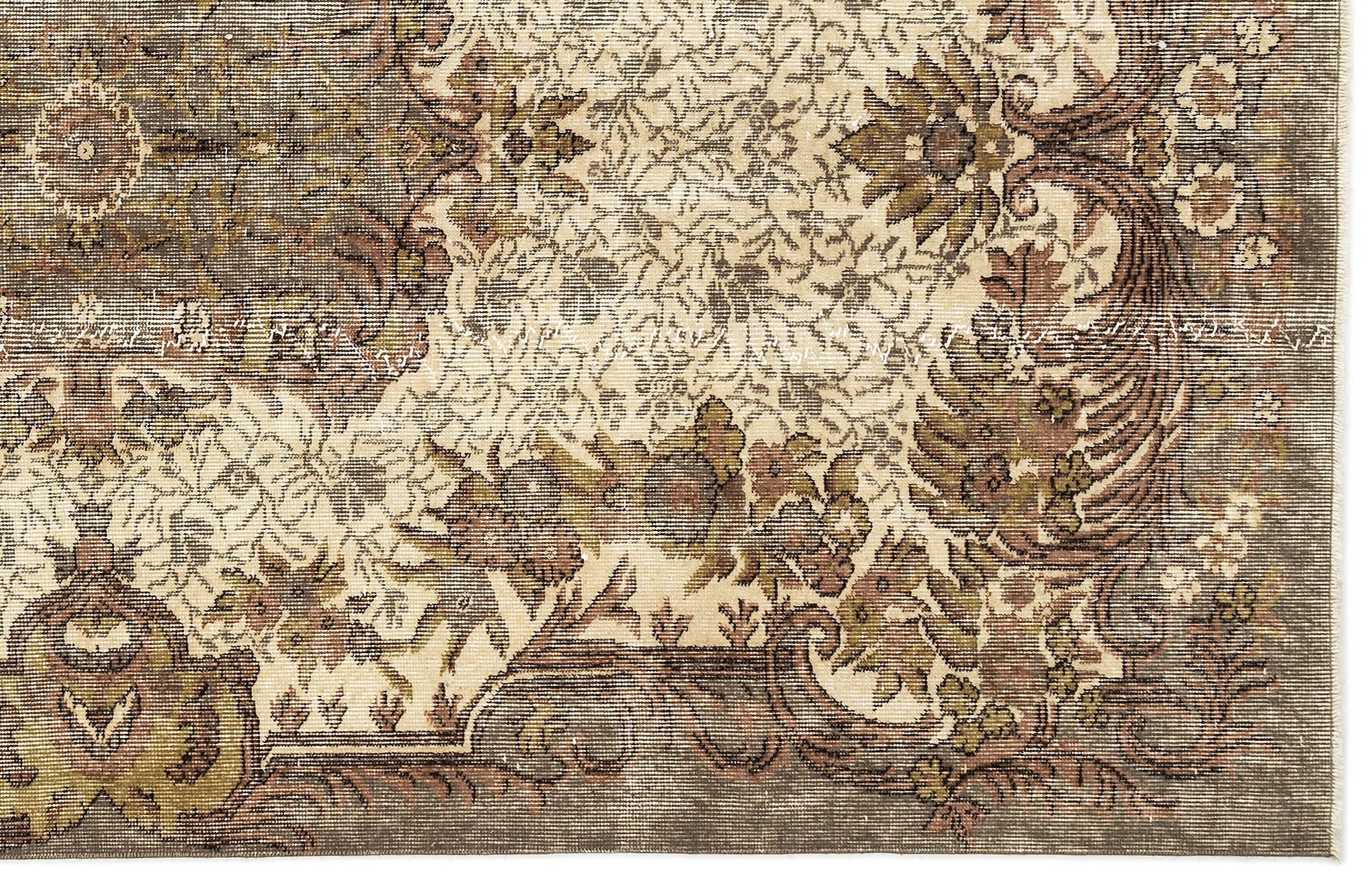 Atina Beige Vintage Wool Handmade Area Rug 5'2" x 8'9"
