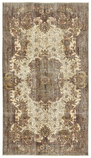 Atina Beige Vintage Wool Handmade Area Rug 5'2" x 8'9"
