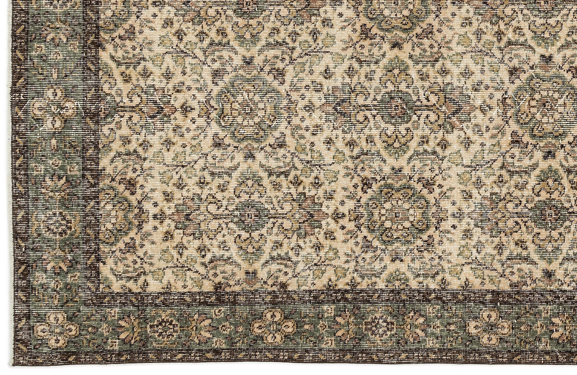 Atina Beige Vintage Wool Handmade Area Rug 4'4" x 7'11"