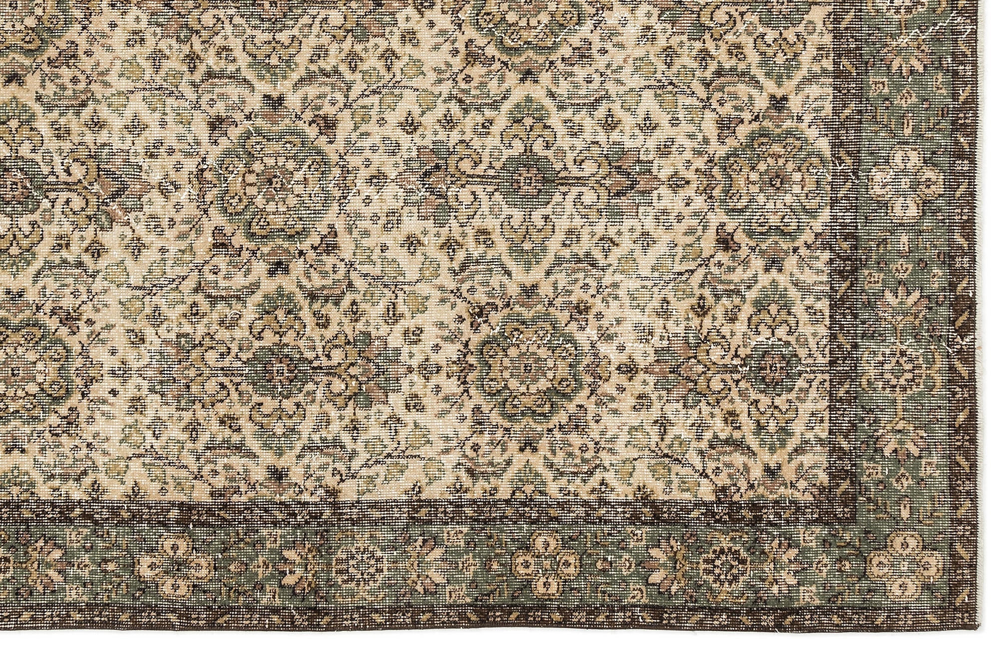 Atina Beige Vintage Wool Handmade Area Rug 4'4" x 7'11"