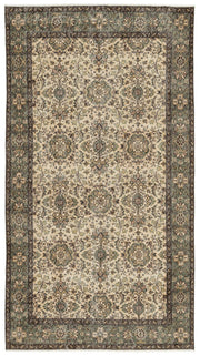 Atina Beige Vintage Wool Handmade Area Rug 4'4" x 7'11"