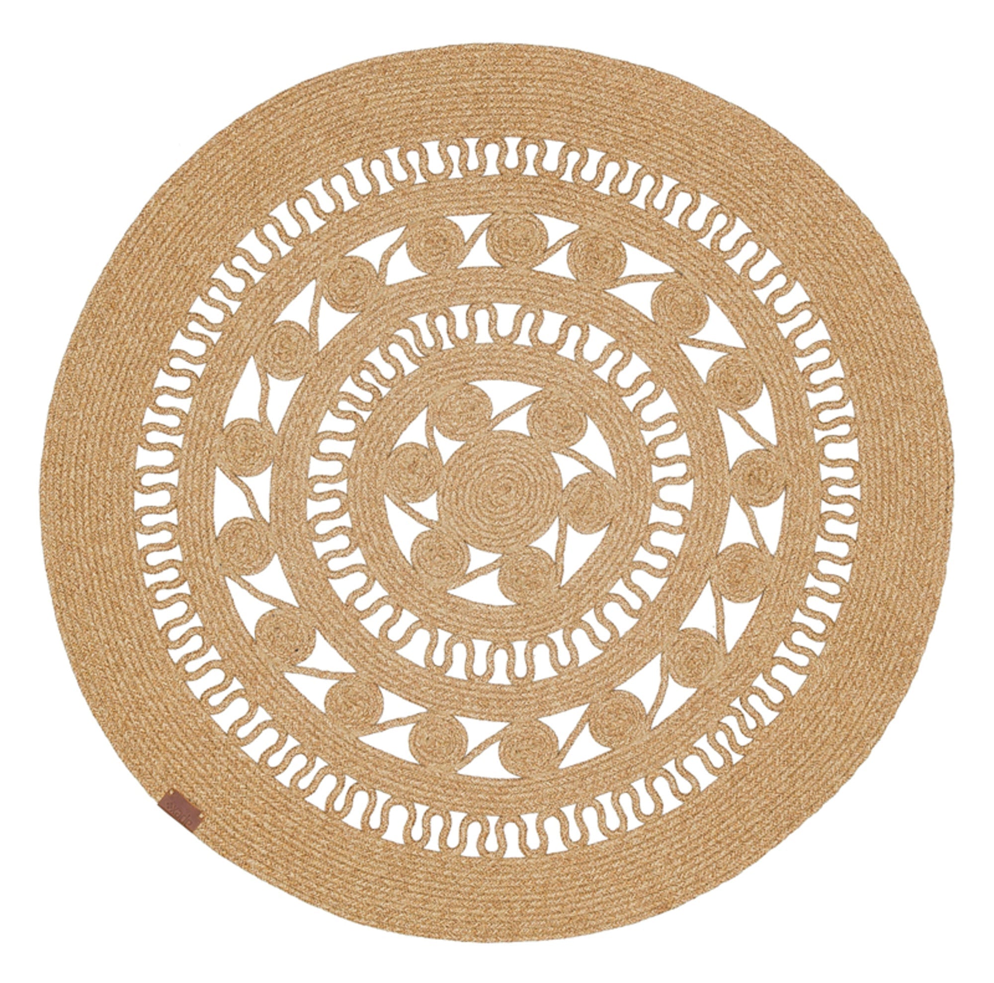 Jute Handmade Rug – Beige Geometric Cotton Yarn Non Shedding Floor Mat
