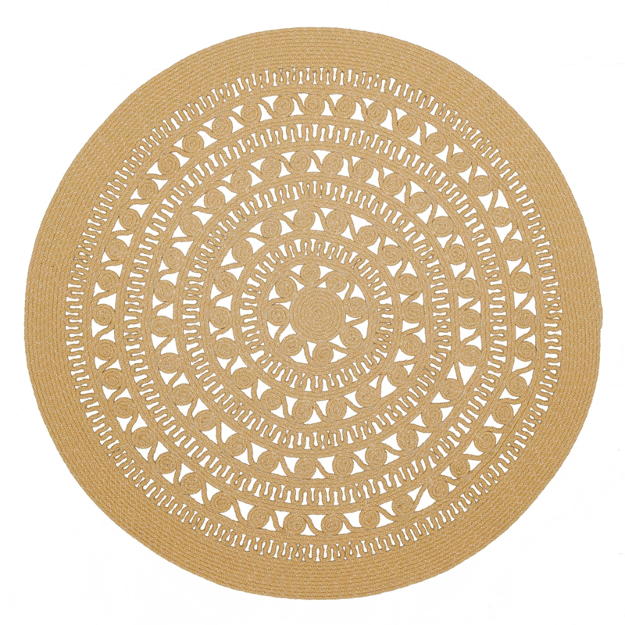 Jute Handmade Rug – Beige Geometric Cotton Yarn Non Shedding Floor Mat