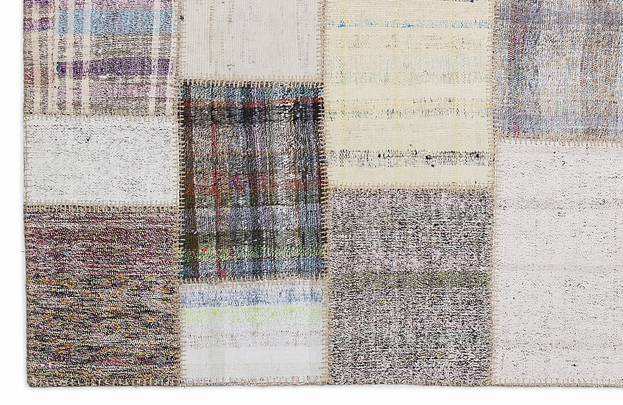 Teselya 1273 Beige Striped Wool Handmade Area Rug 5'3" x 7'7"