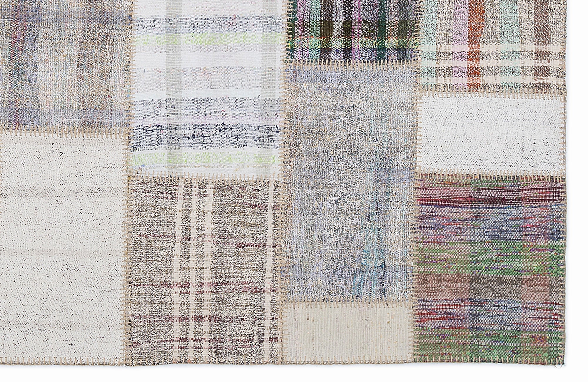Teselya 1273 Beige Striped Wool Handmade Area Rug 5'3" x 7'7"
