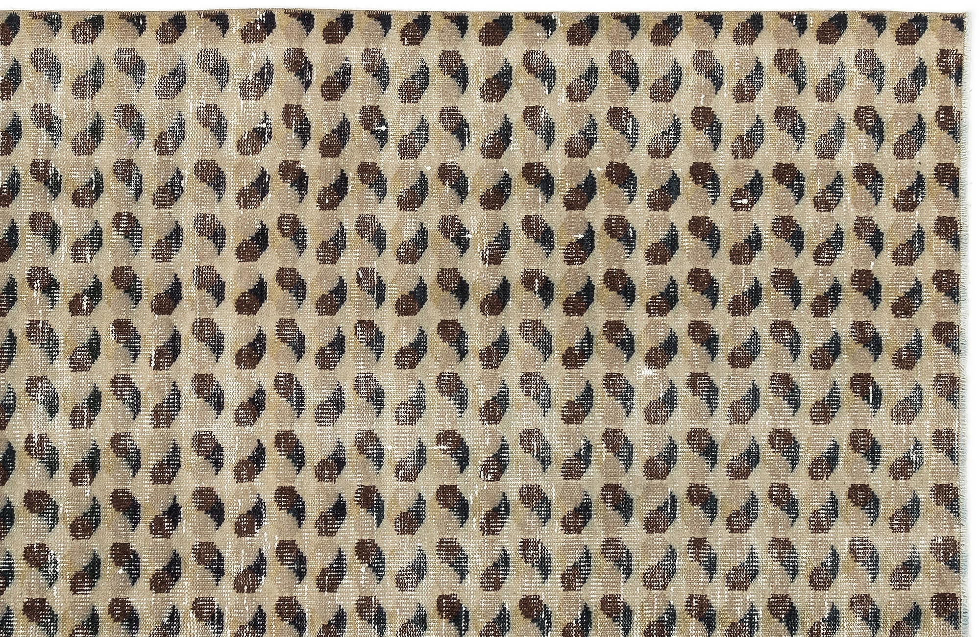 Atina Beige Vintage Wool Handmade Area Rug 3'5" x 6'6"
