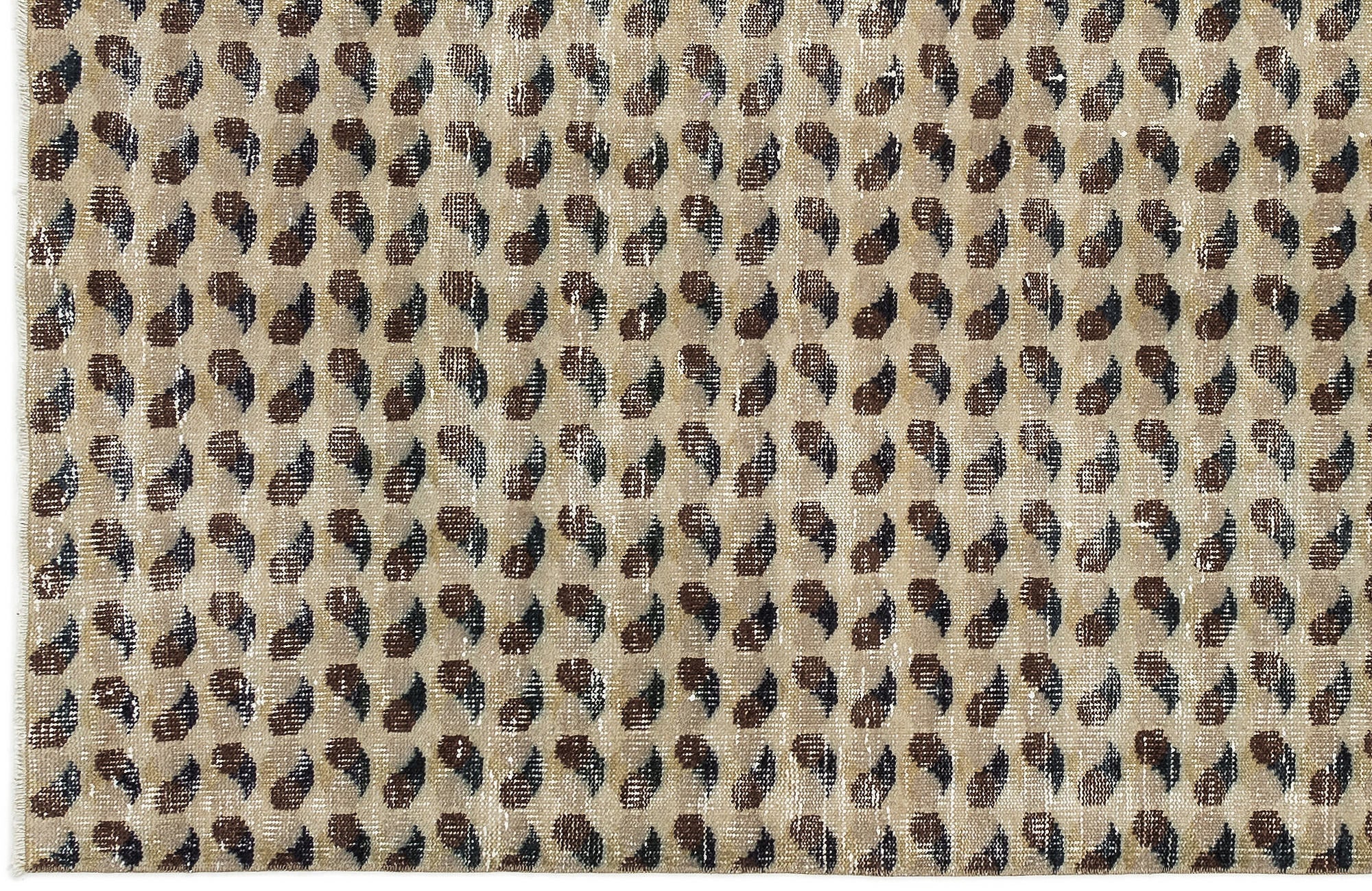 Atina Beige Vintage Wool Handmade Area Rug 3'5" x 6'6"
