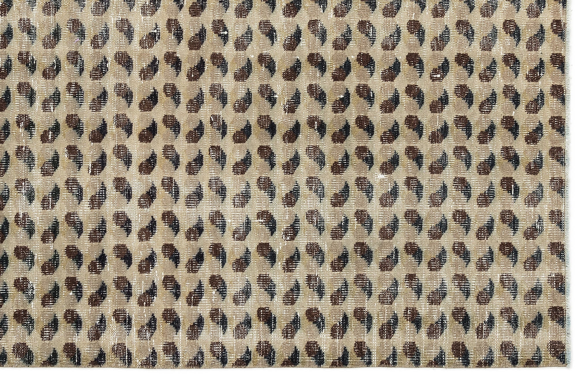 Atina Beige Vintage Wool Handmade Area Rug 3'5" x 6'6"