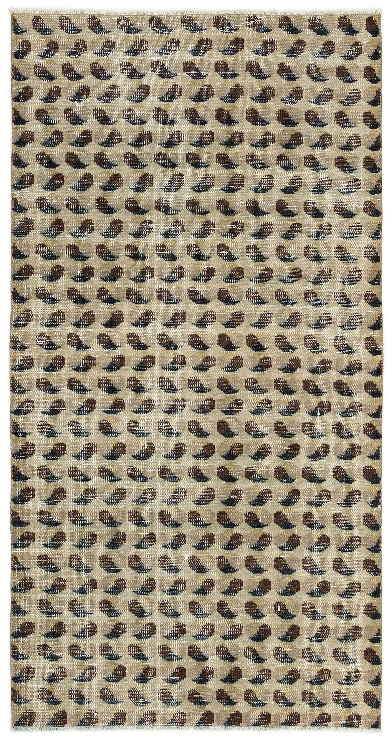 Atina Beige Vintage Wool Handmade Area Rug 3'5" x 6'6"