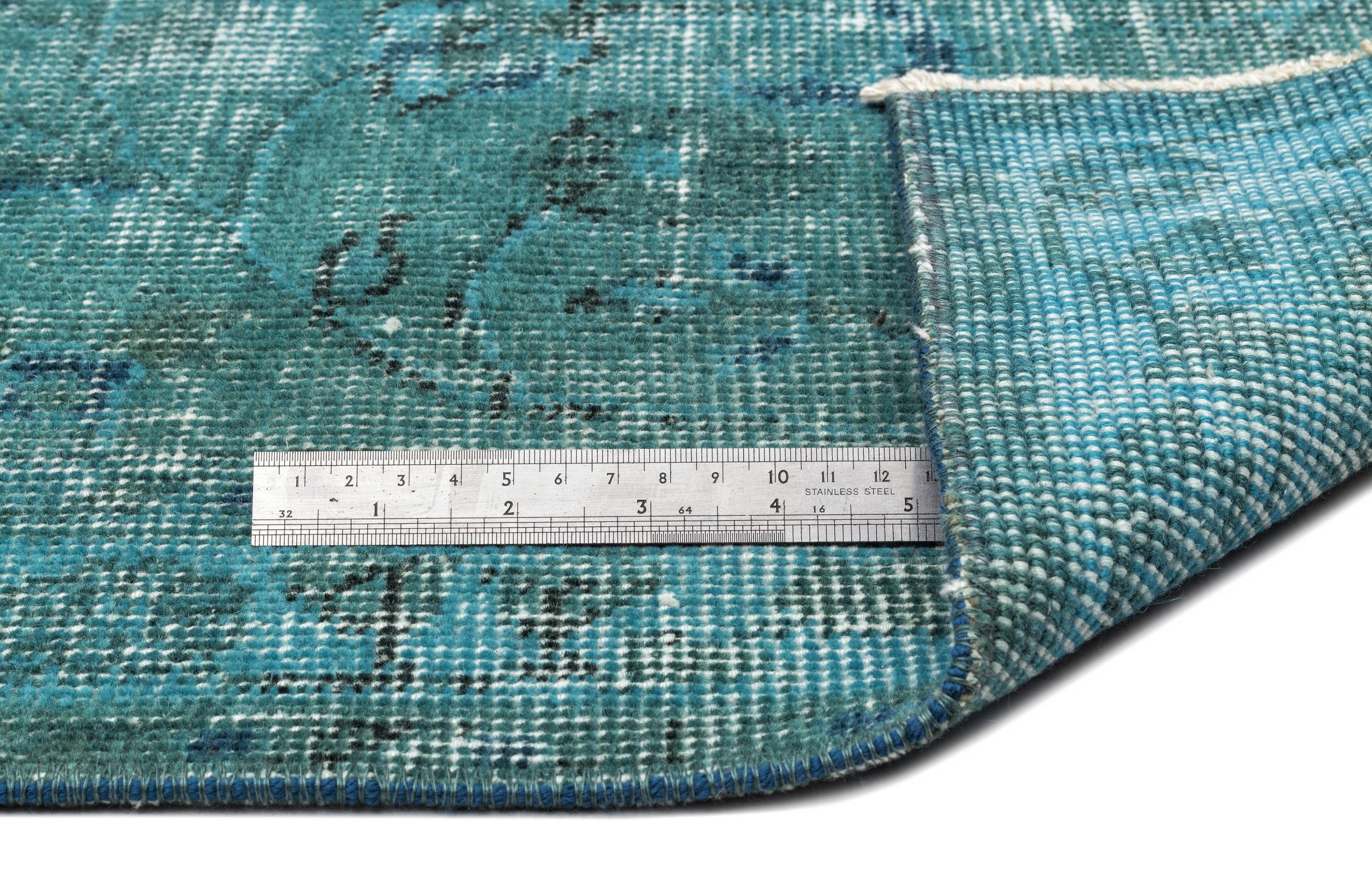 Atina Turquoise Vintage Wool Handmade Area Rug 3'7" x 6'9"