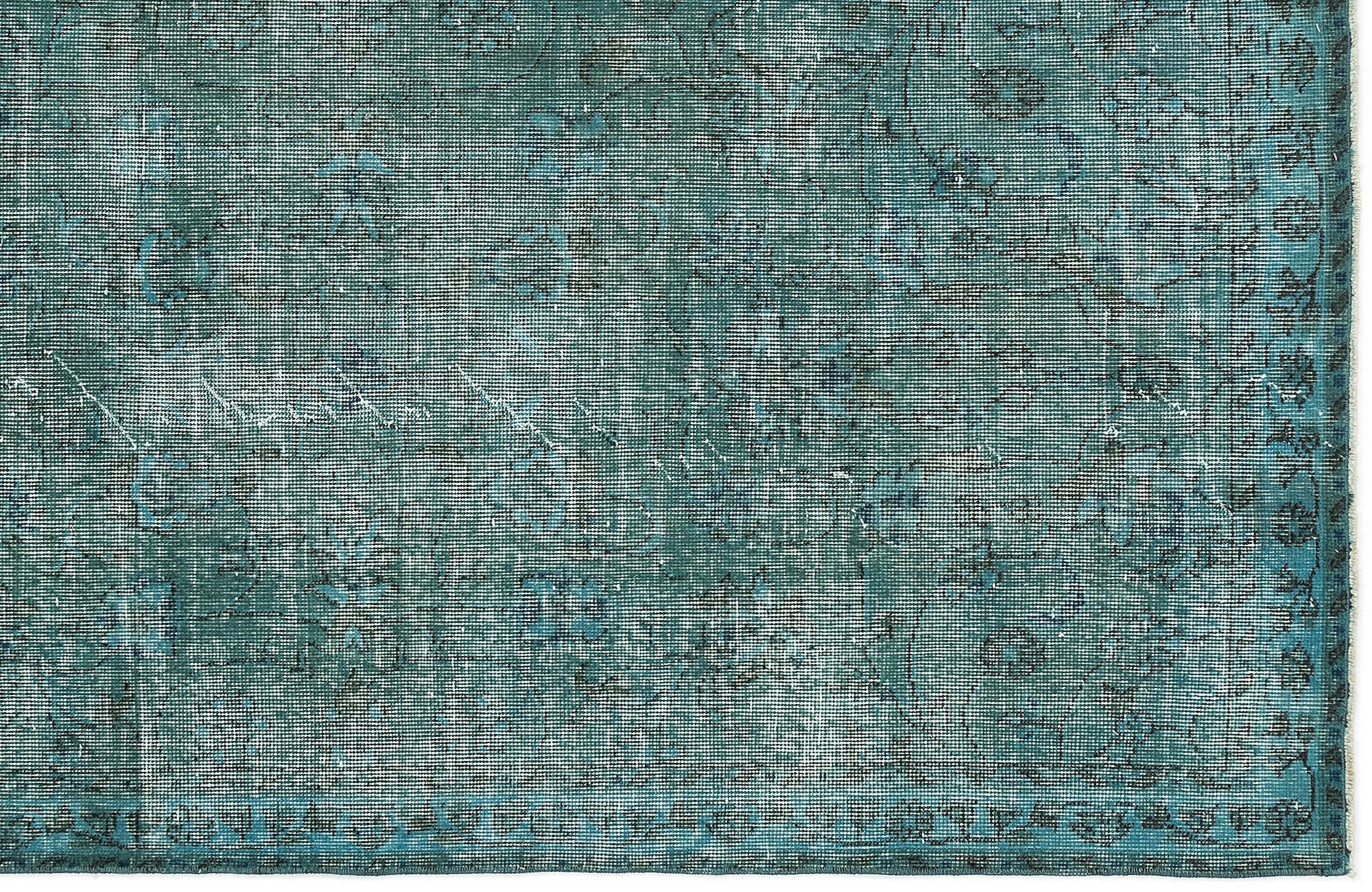 Atina Turquoise Vintage Wool Handmade Area Rug 3'7" x 6'9"