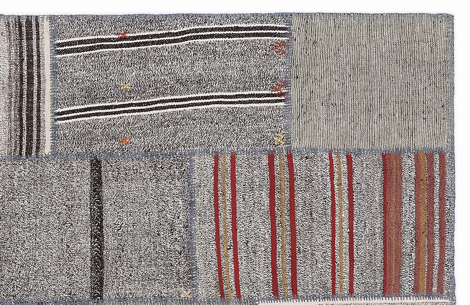 Teselya 1275 Beige Striped Wool Handmade Area Rug 5'3" x 7'7"