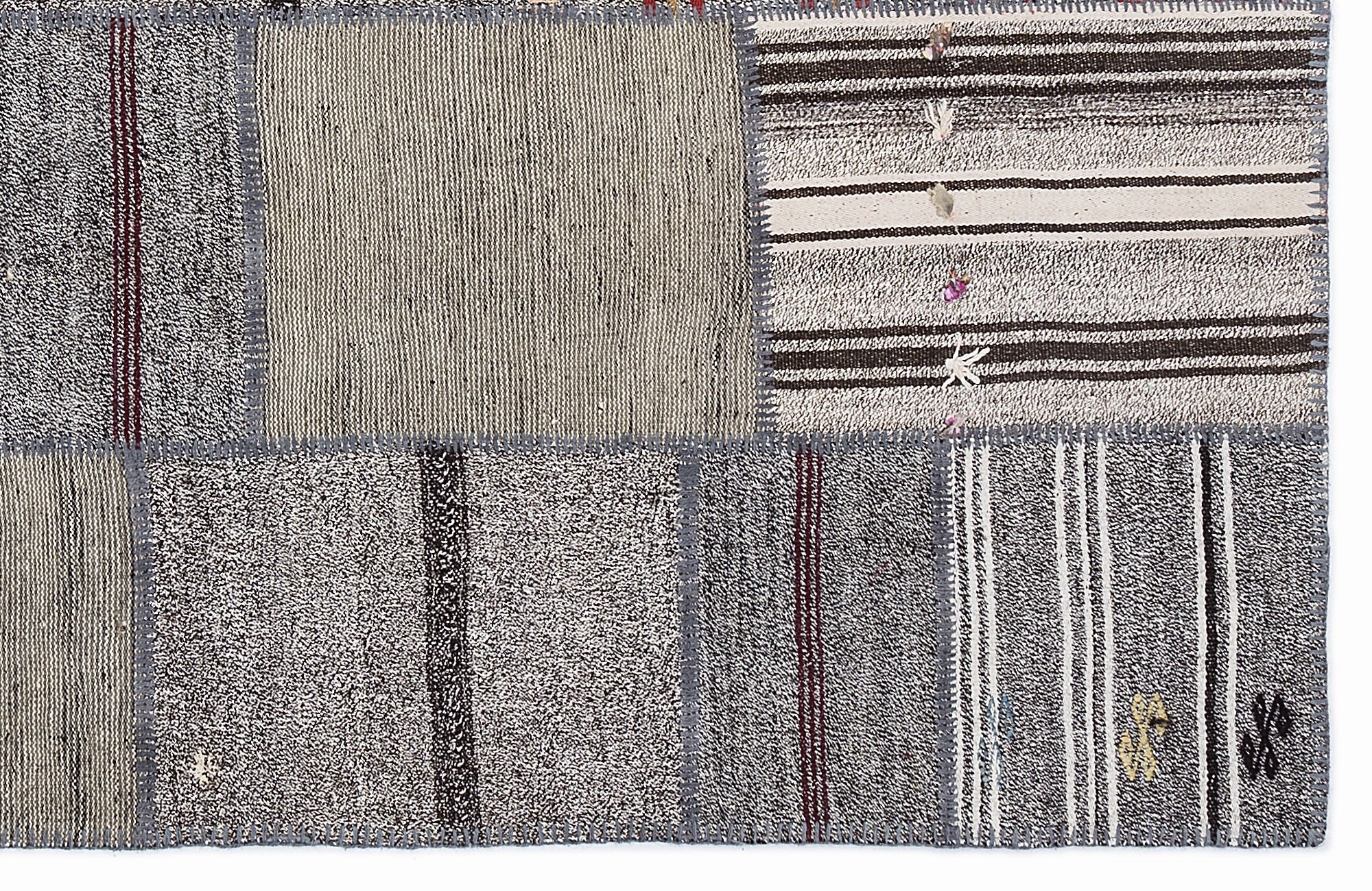 Teselya 1275 Beige Striped Wool Handmade Area Rug 5'3" x 7'7"