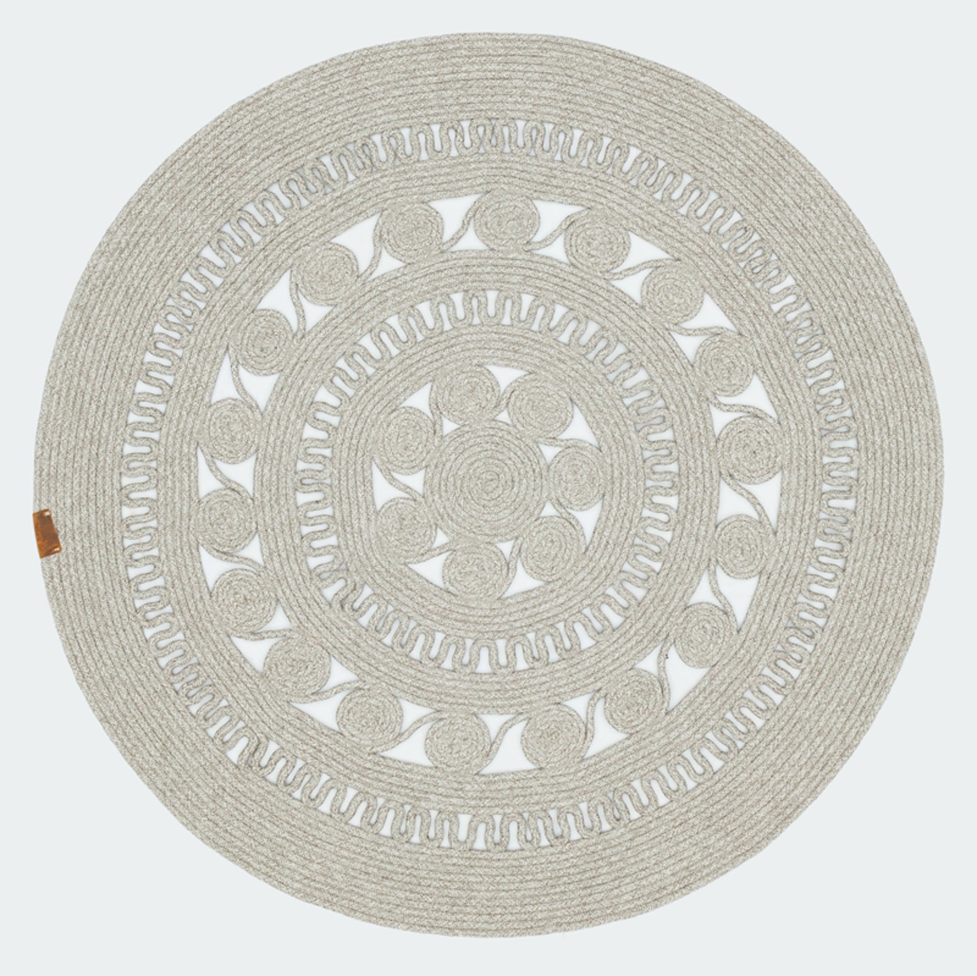 Handmade Jute Rug - Beige Geometric Cotton Yarn Area Carpet for Living Room