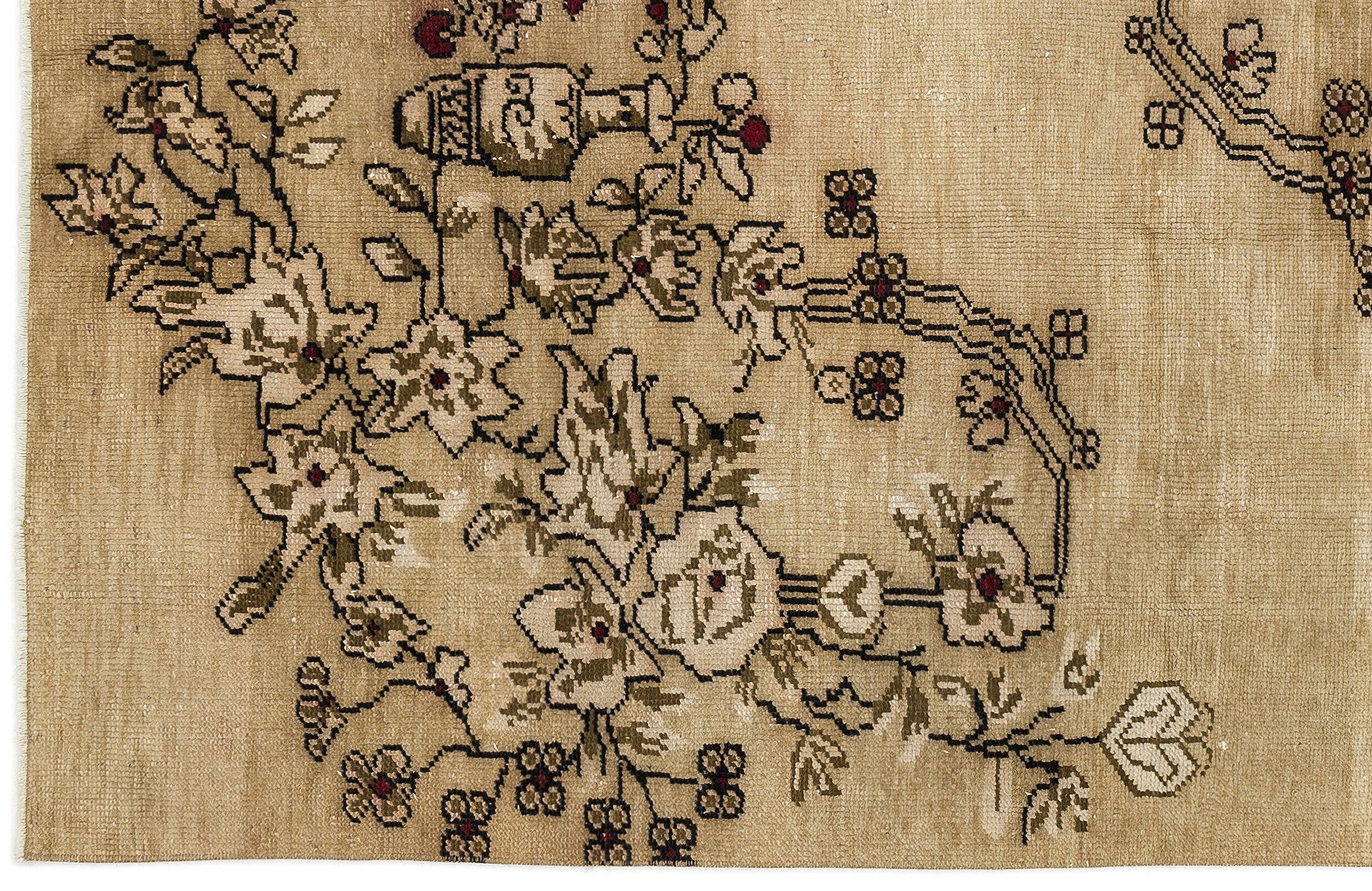 Atina Cream Vintage Wool Handmade Area Rug 4'0" x 7'7"