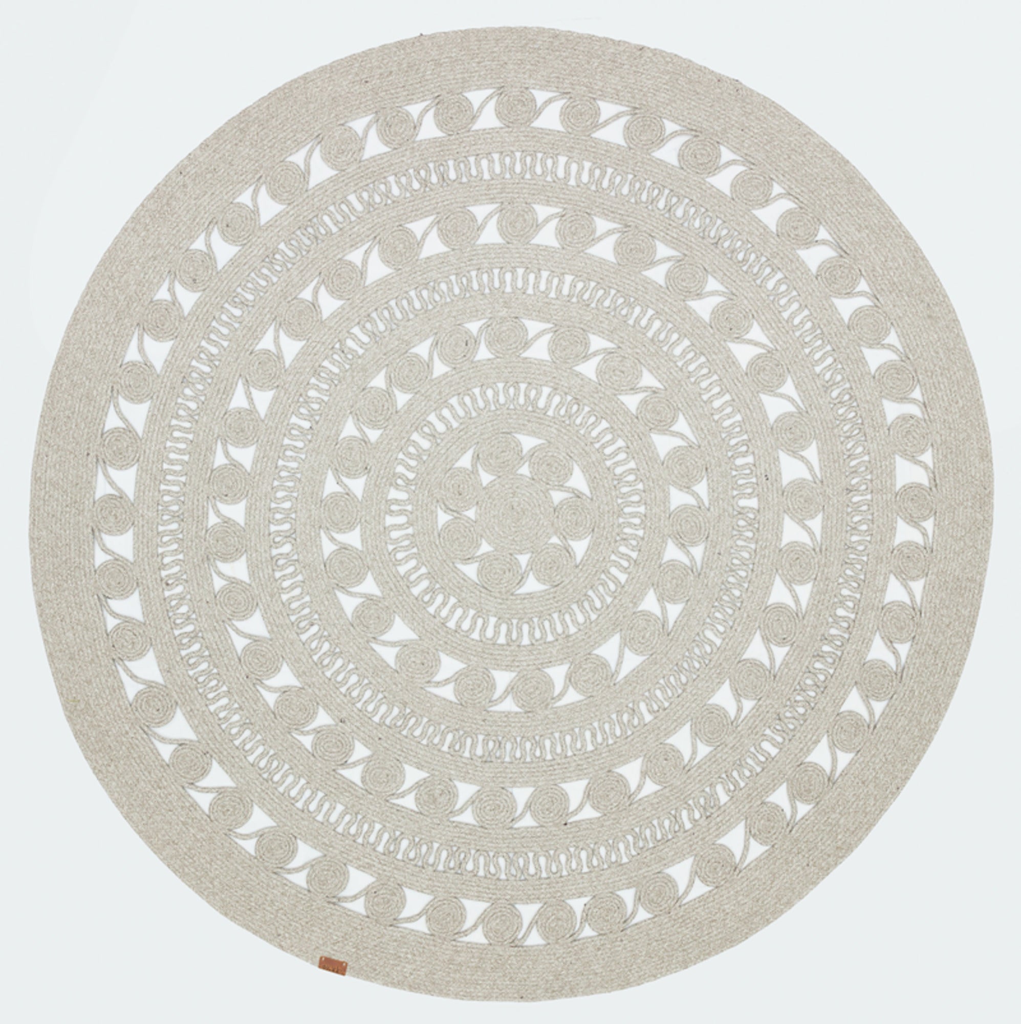 Handmade Jute Rug - Beige Geometric Cotton Yarn Area Carpet for Living Room