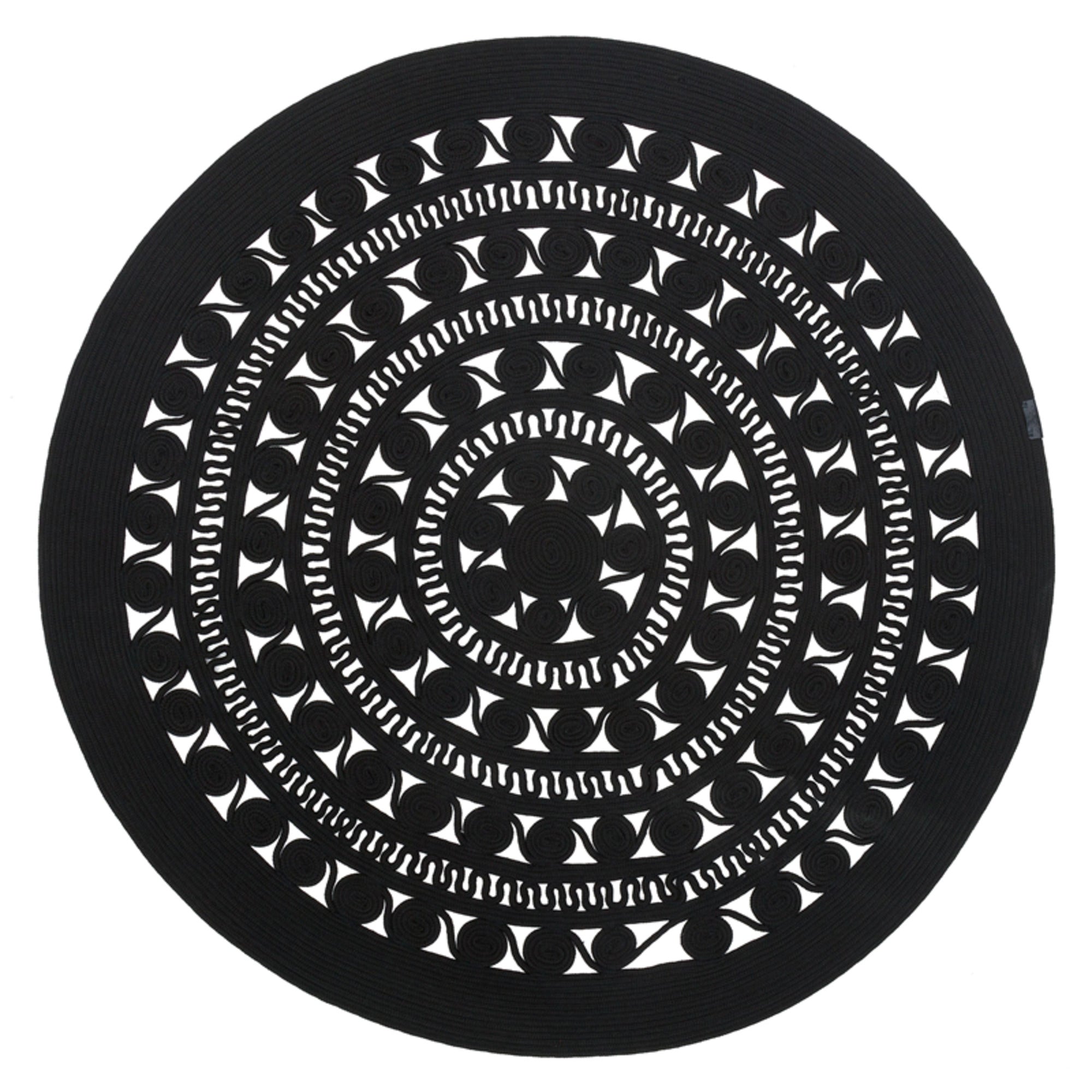 Handmade Jute Rug – Black Geometric Cotton Yarn Washable Area Rug for Living Room