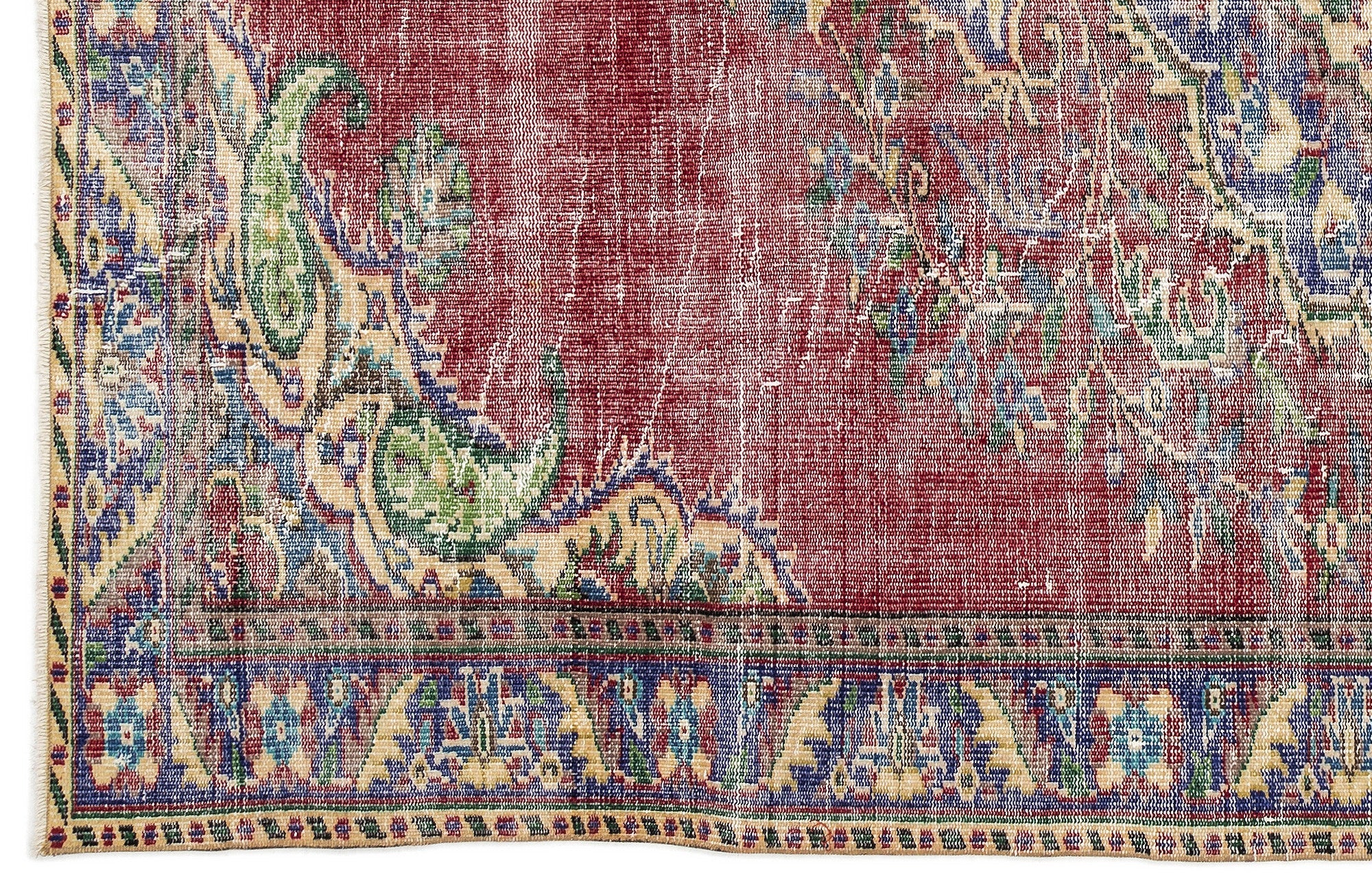 Atina Red Vintage Wool Handmade Area Rug 5'7" x 9'9"