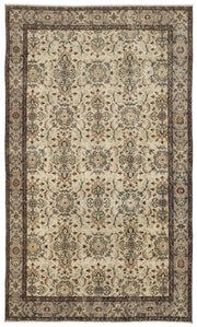 Atina Brown Vintage Wool Handmade Area Rug 5'4" x 8'8"