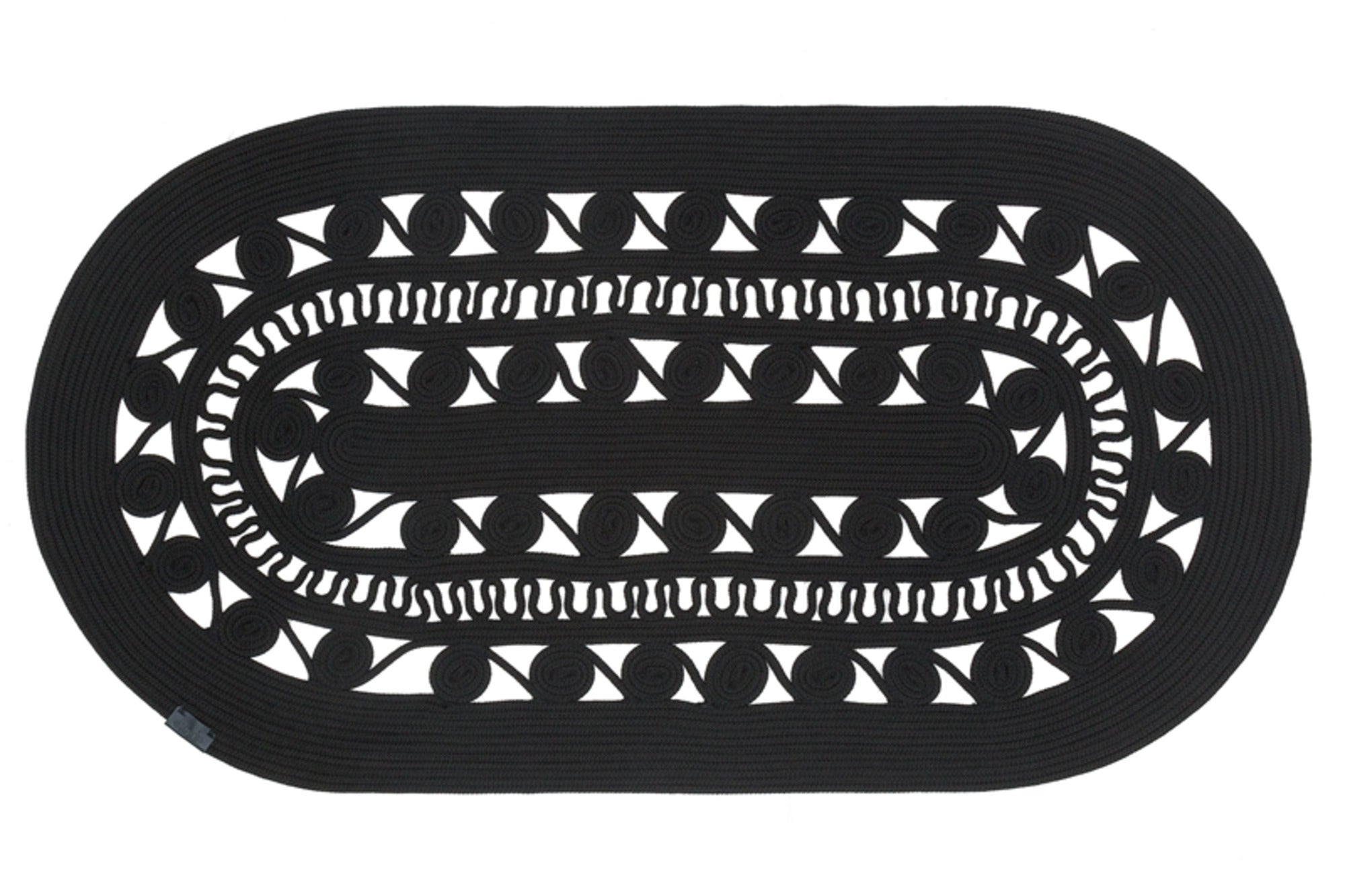 Handmade Jute Rug – Black Geometric Cotton Yarn Washable Area Rug for Living Room