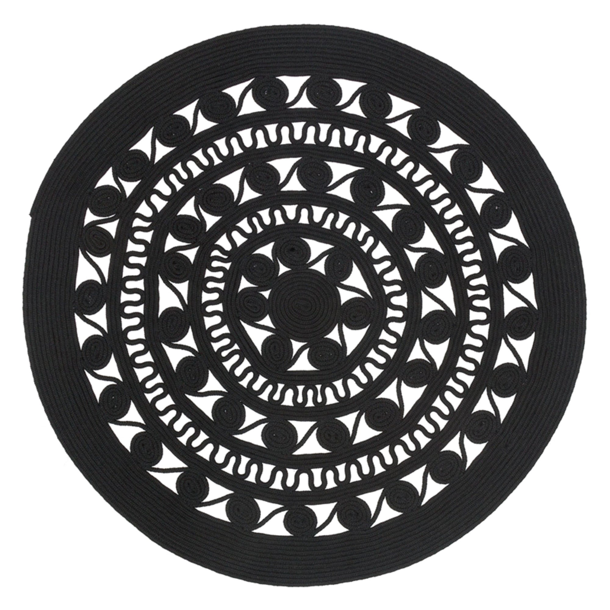Handmade Jute Rug – Black Geometric Cotton Yarn Washable Area Rug for Living Room