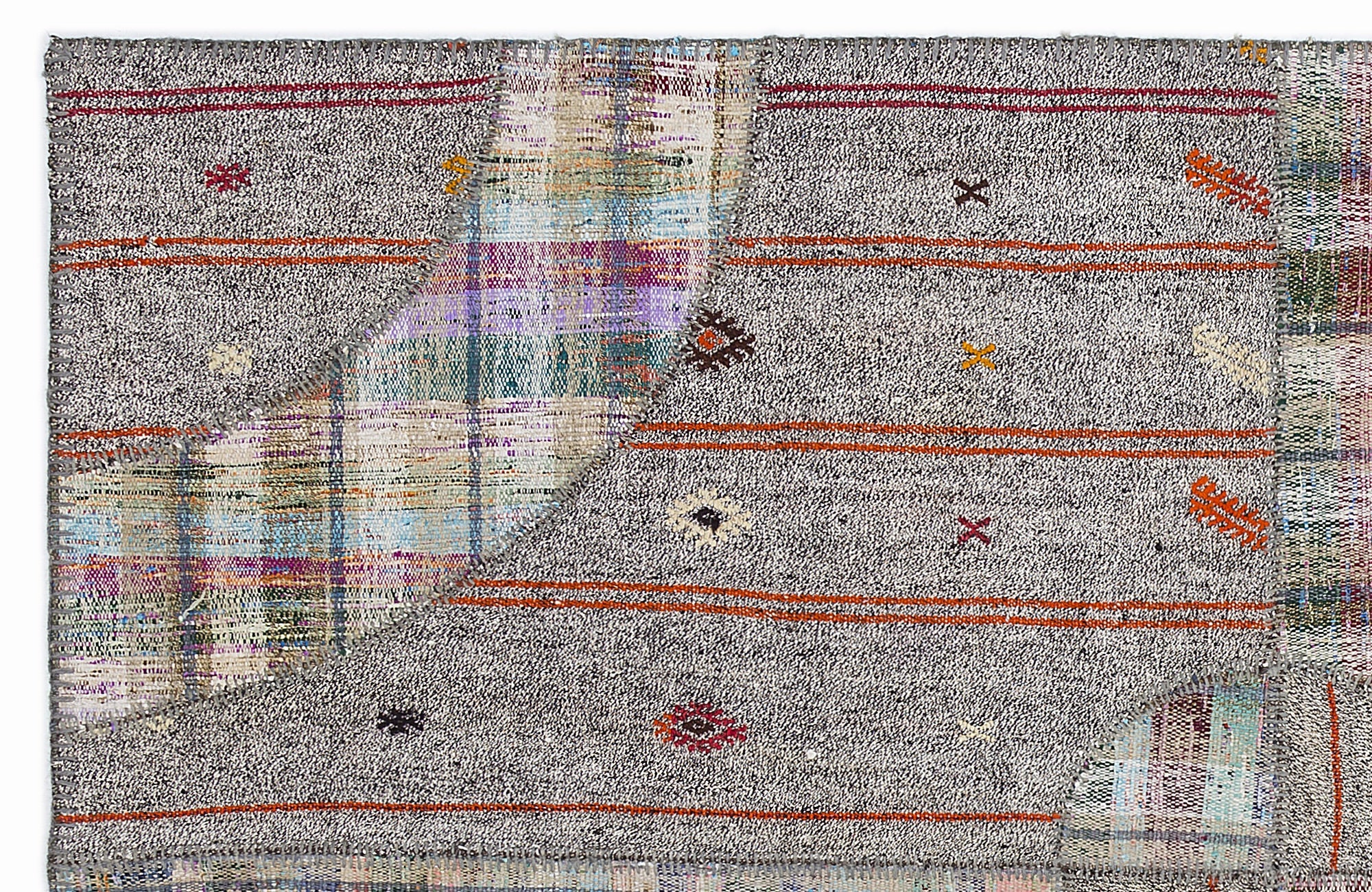 Teselya 1280 Beige Striped Wool Handmade Area Rug 5'3" x 7'7"