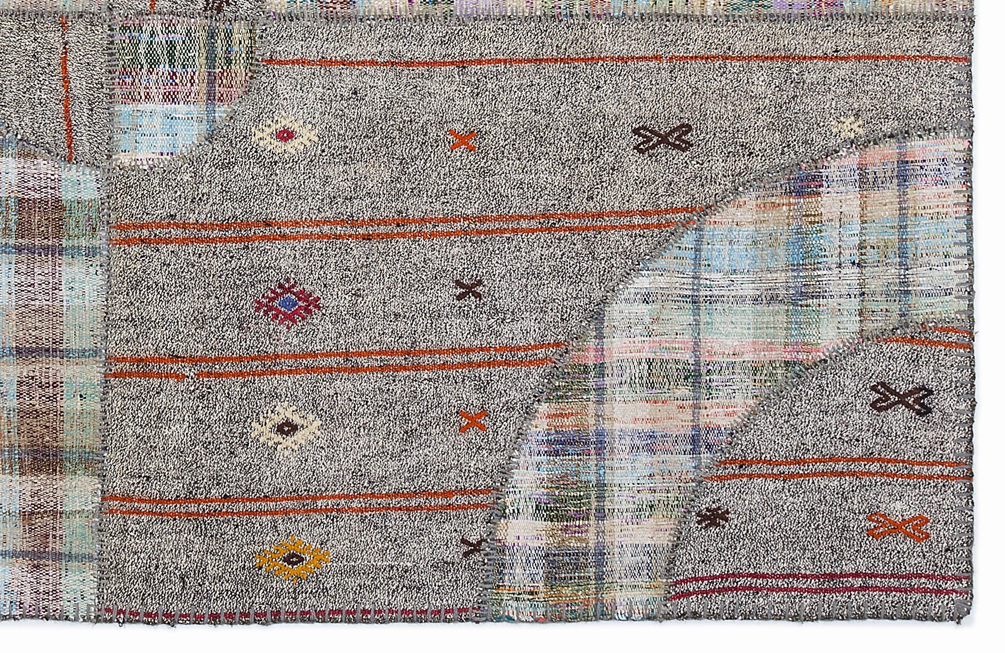 Teselya 1280 Beige Striped Wool Handmade Area Rug 5'3" x 7'7"
