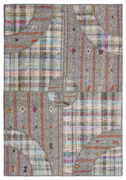 Teselya 1280 Beige Striped Wool Handmade Area Rug 5'3" x 7'7"