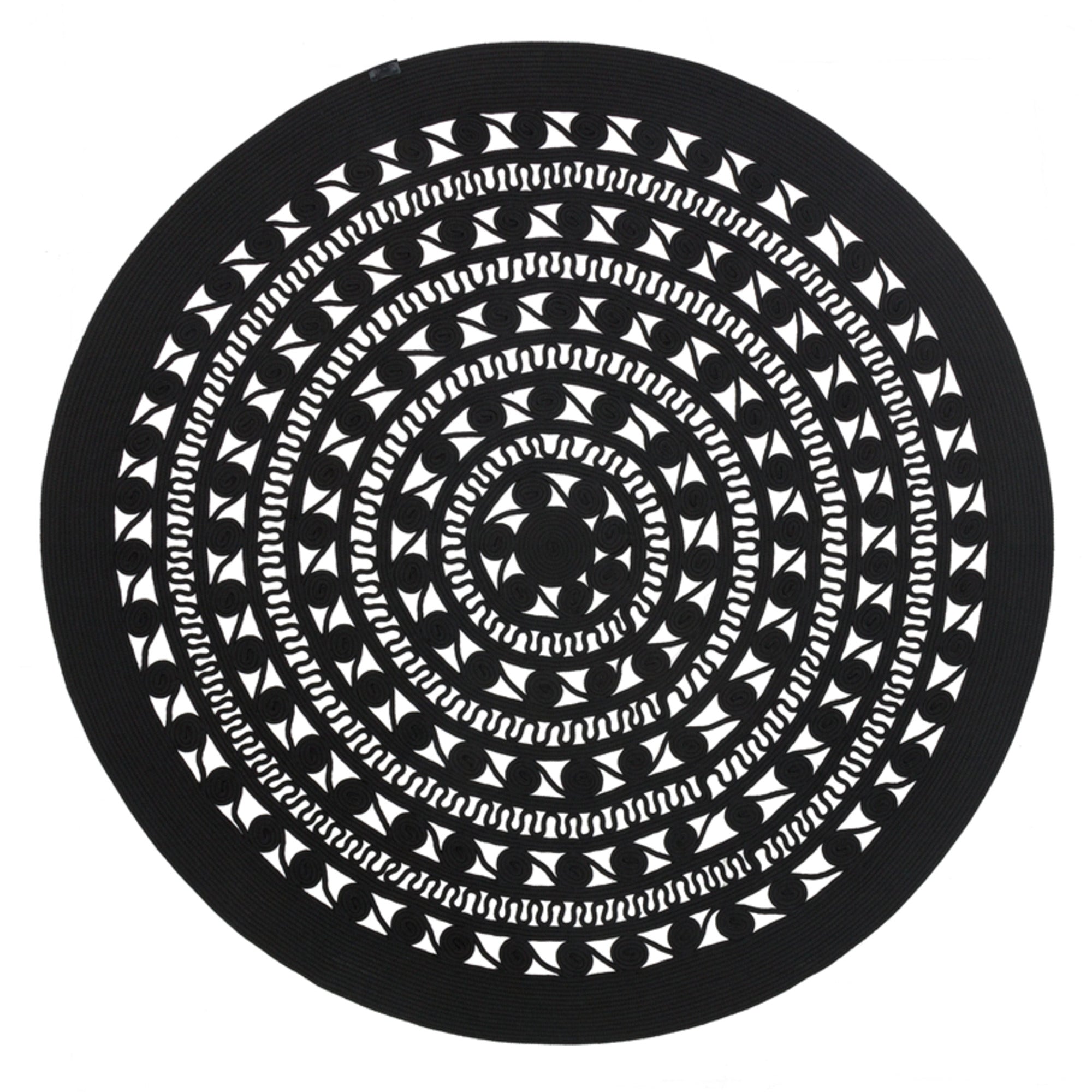 Handmade Jute Rug – Black Geometric Cotton Yarn Washable Area Rug for Living Room