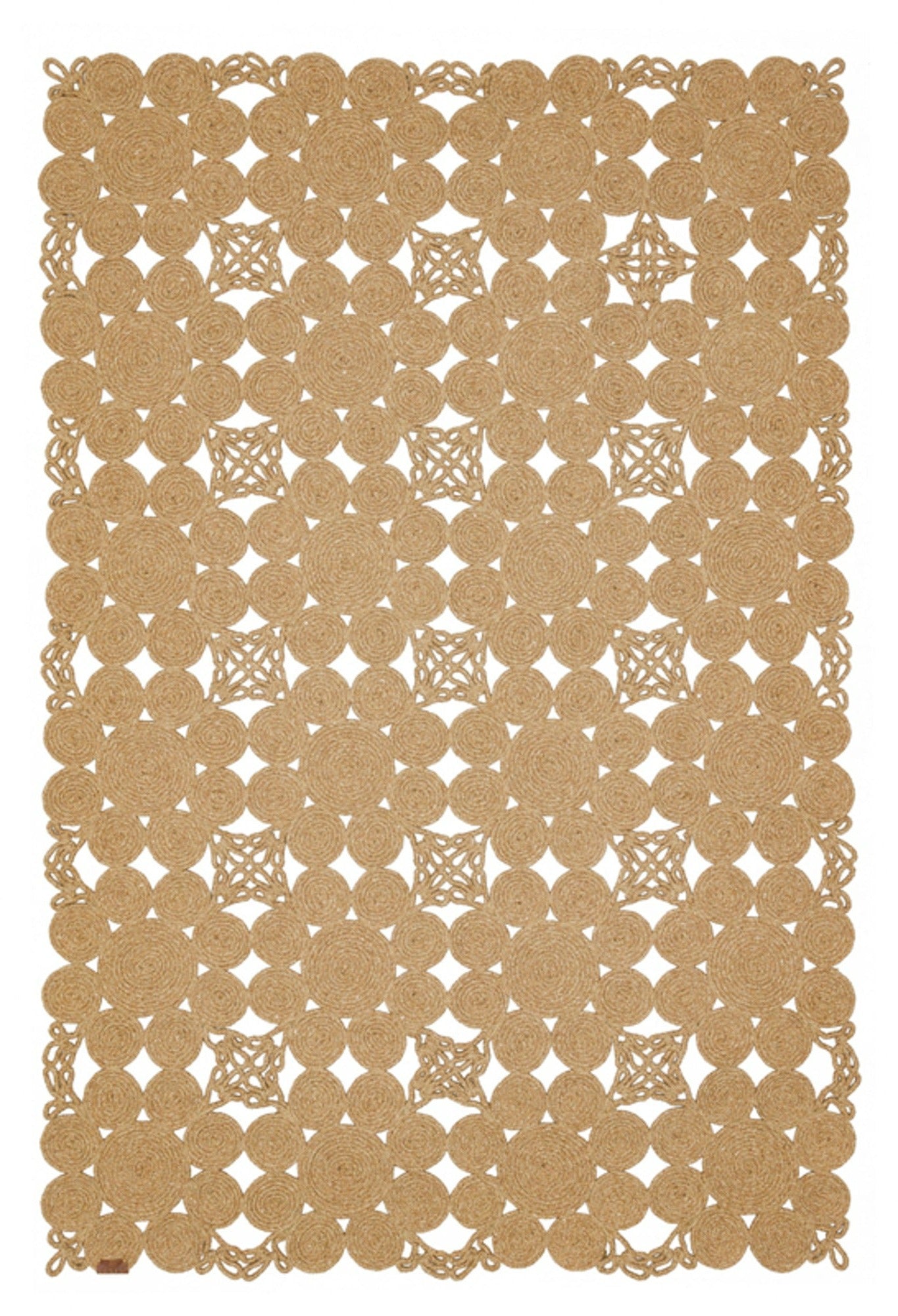 Handmade Jute Rug – Beige Geometric Area Rug With Cotton Yarn & Anti Slip